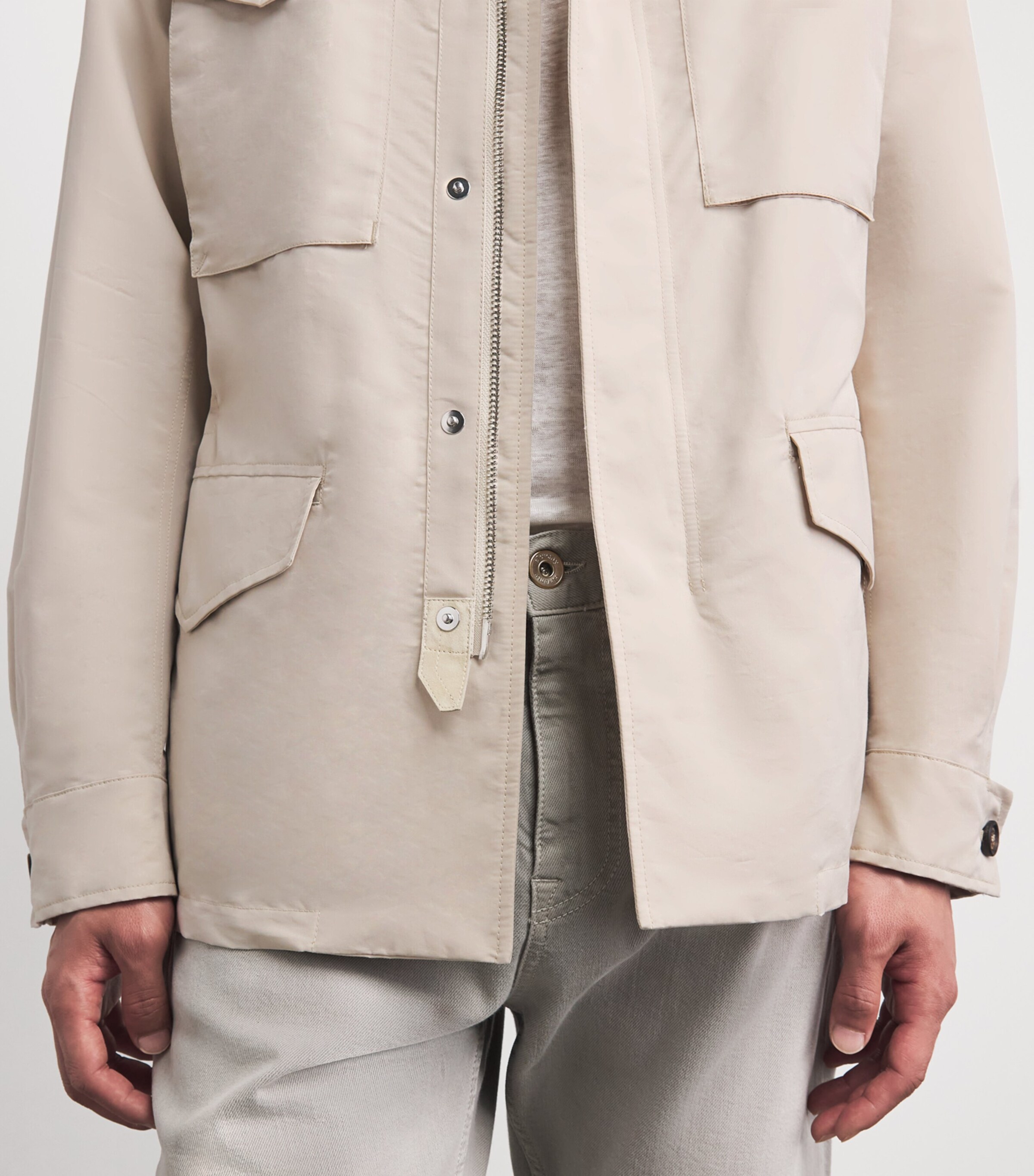 Eleventy Mens Cotton-Silk Safari Jacket Sabbia Image 3