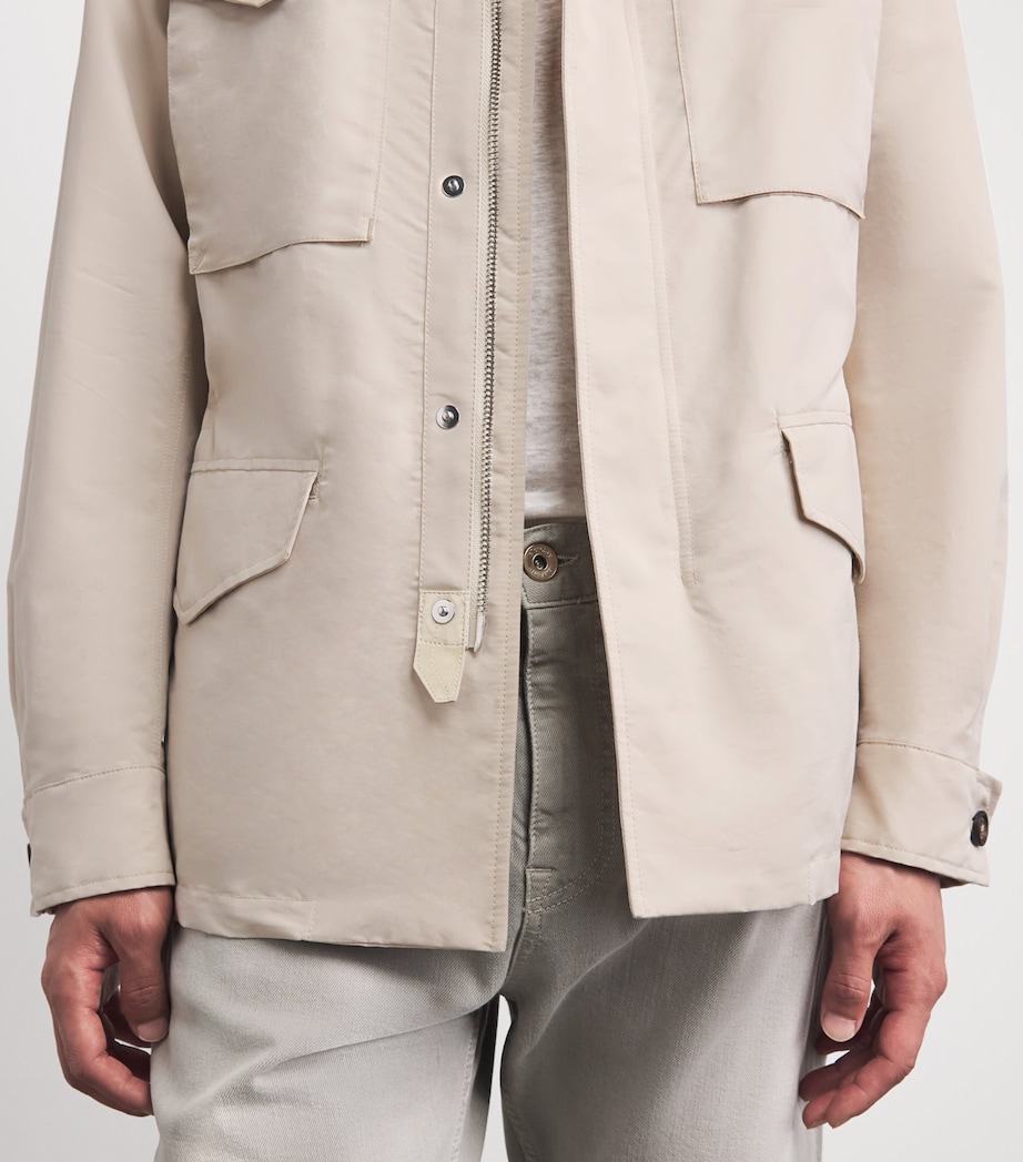 Eleventy Mens Cotton-Silk Safari Jacket Sabbia Image 3