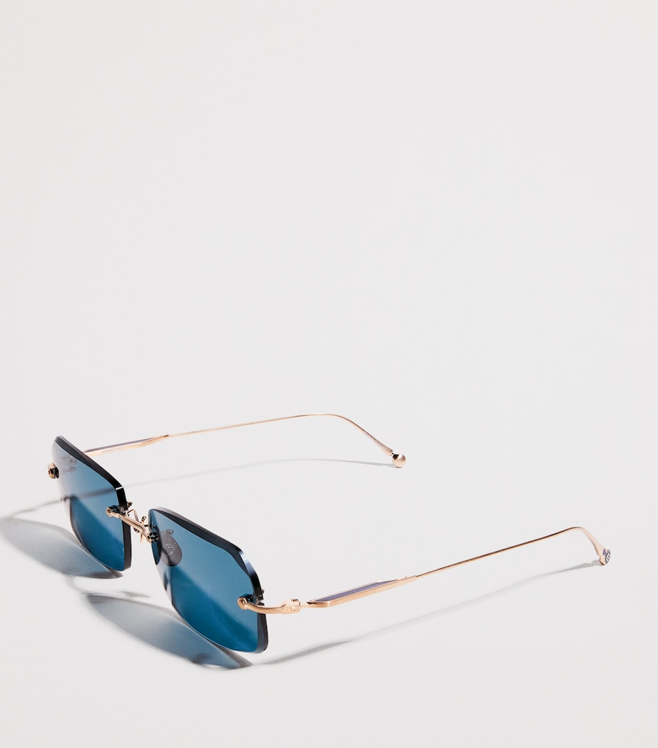 Matsuda M5004 Square-Frame Sunglasses Brshd Gold Blue Grey Image 2