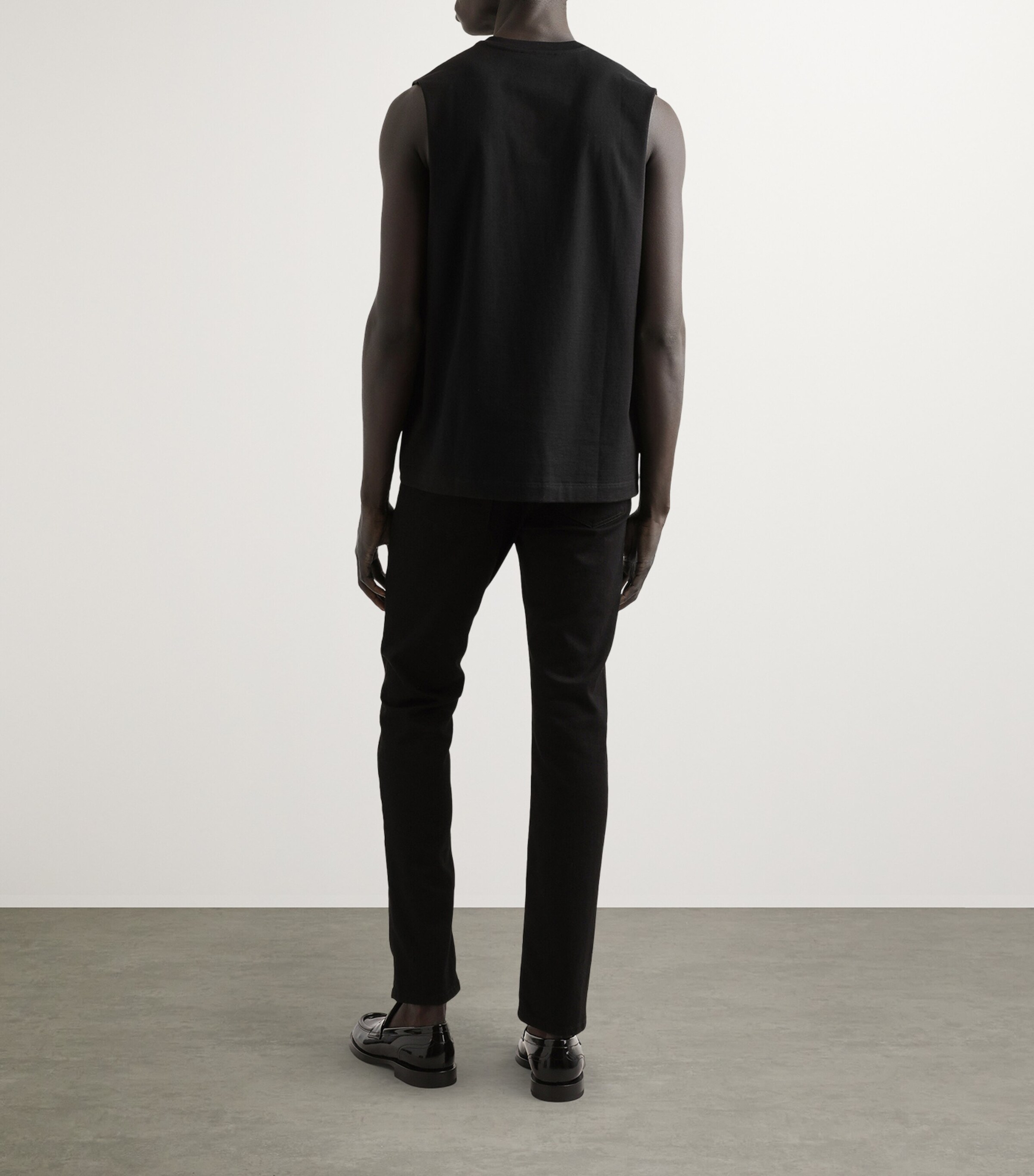 Dolce&Gabbana Mens Cotton V-Neck Tank Top Black Image 5