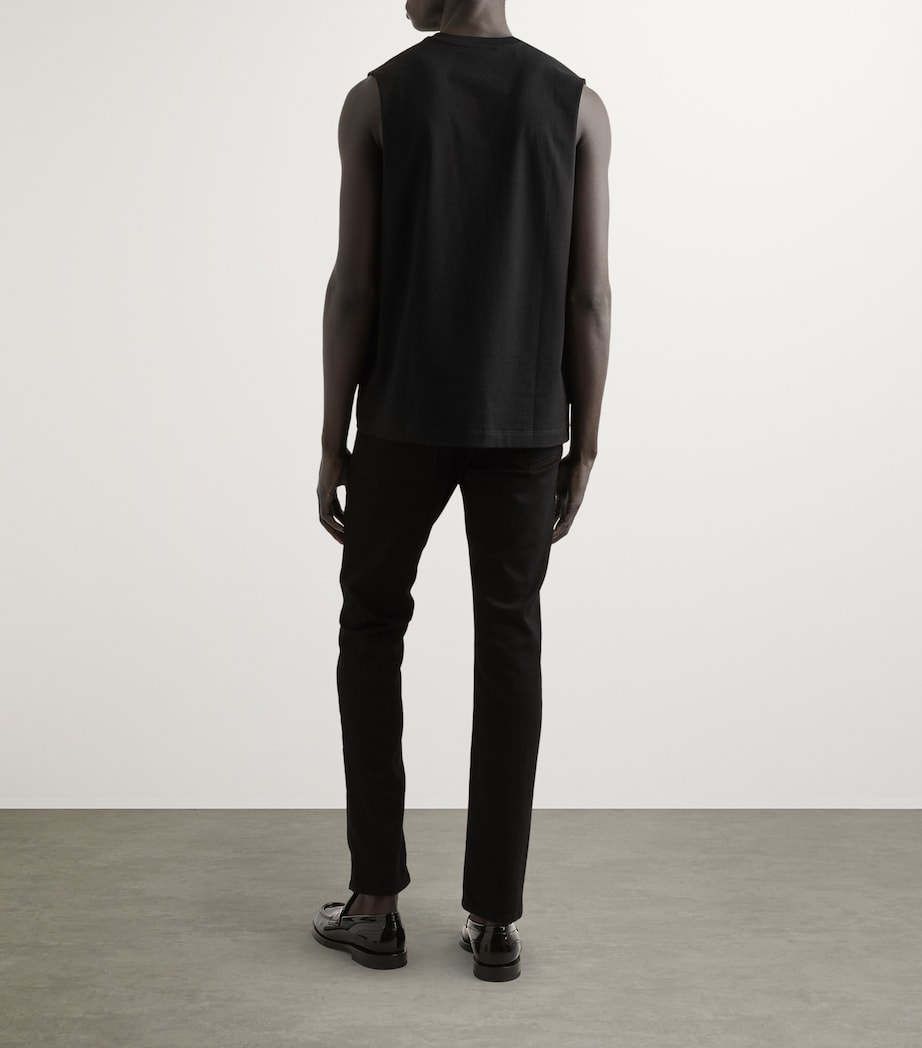 Cotton V-Neck Tank Top N0000-BLACK Image 5