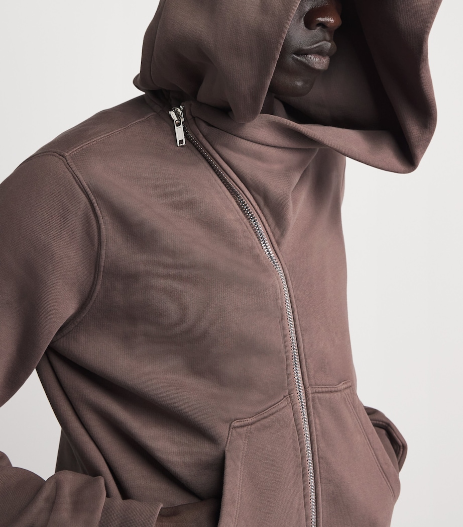 Rick Owens Mens Asymmetric Mountain Hoodie Grape Image 3