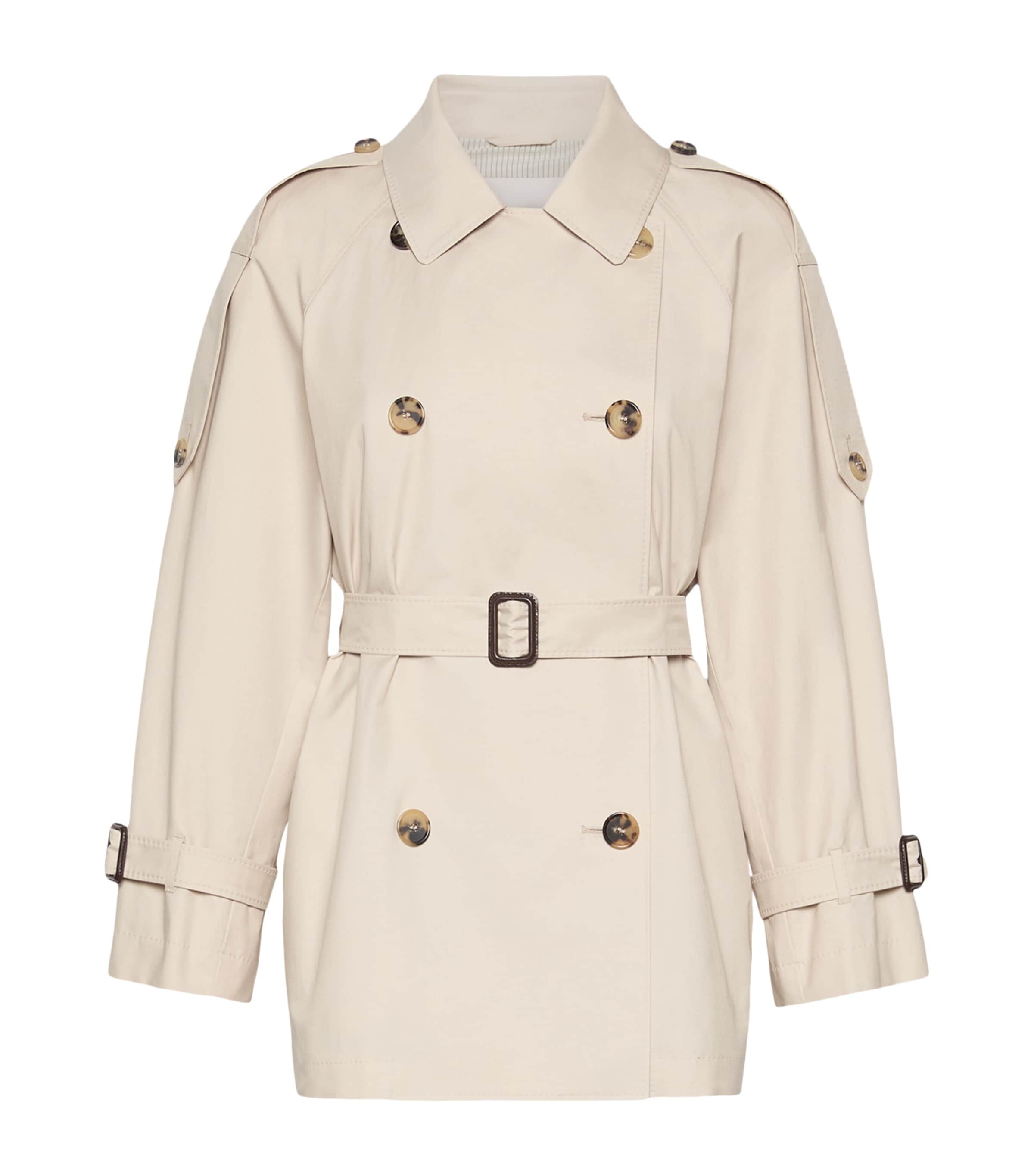 Max Mara Womens Water-Repellent Short Trench Coat Beige Image 1