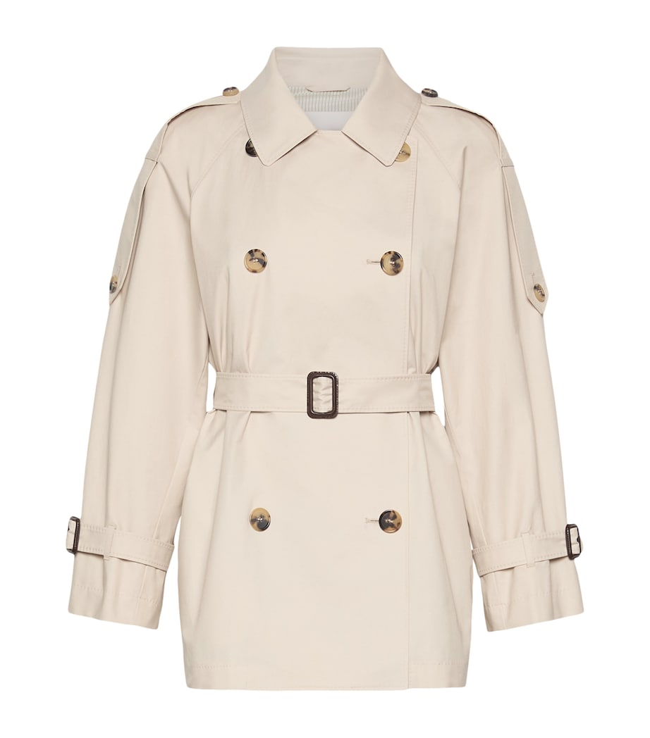 Max Mara Womens Water-Repellent Short Trench Coat Beige Image 1