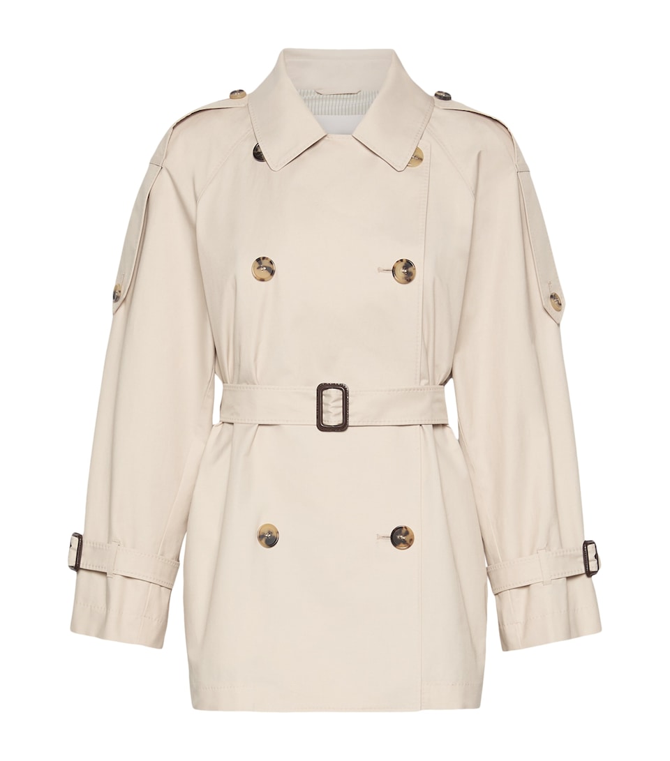 Max Mara Water-Repellent Short Trench Coat Beige