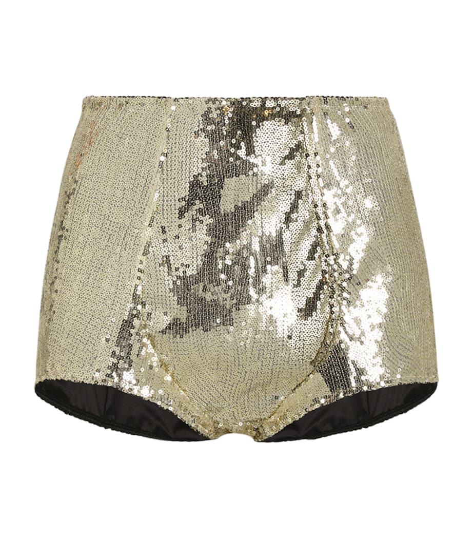 Sequinned Micro Shorts S0997-GOLD Image 1