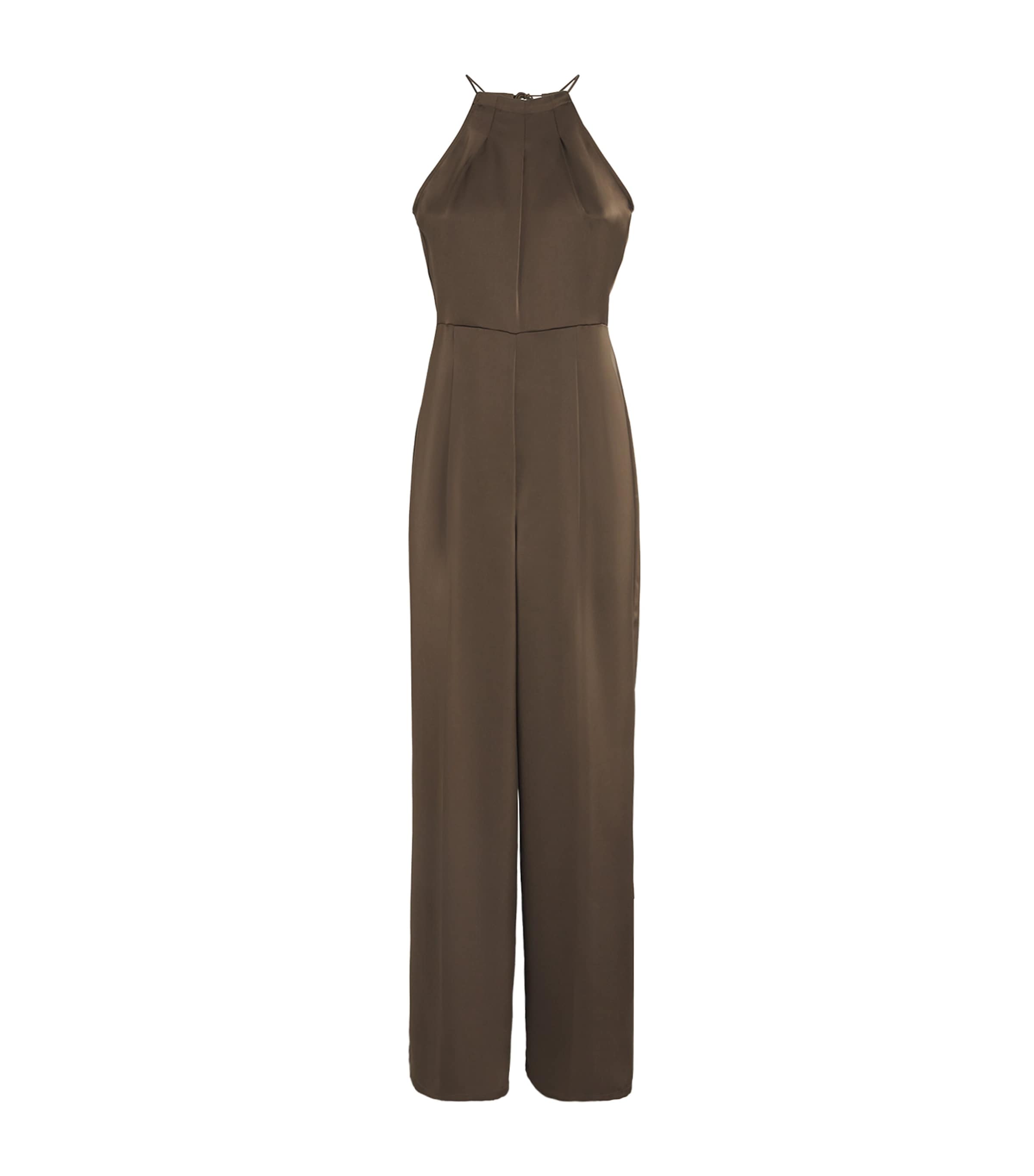 Max & Co Satin Halterneck Jumpsuit In Brown