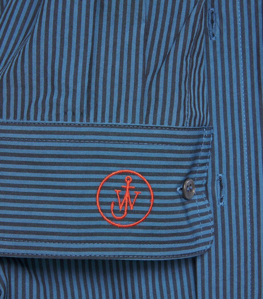 Cotton Patchwork Stripe Shirt NAVY Image 5