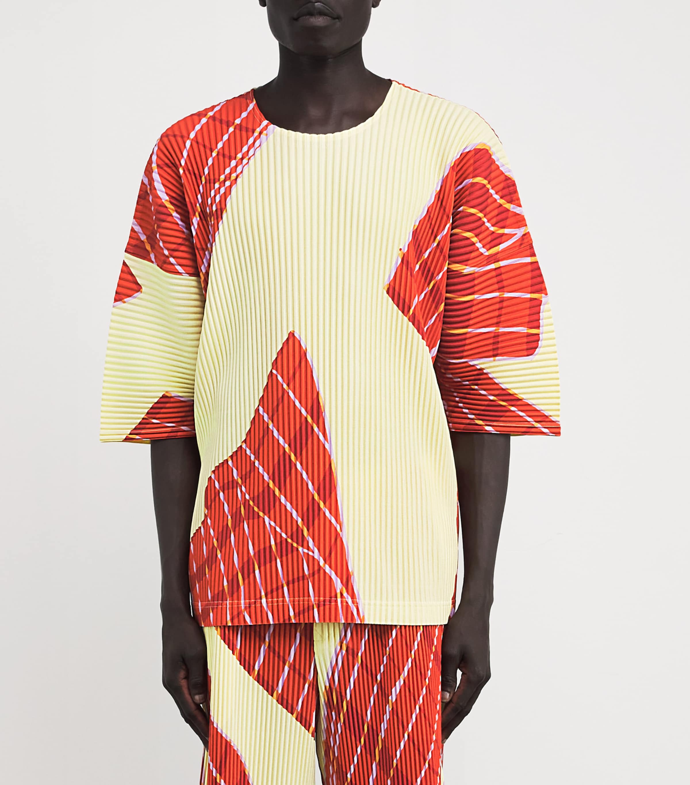 正規 販売 ISSEY MIYAKE ME Printed Pleated Top Green 柄デザイン 