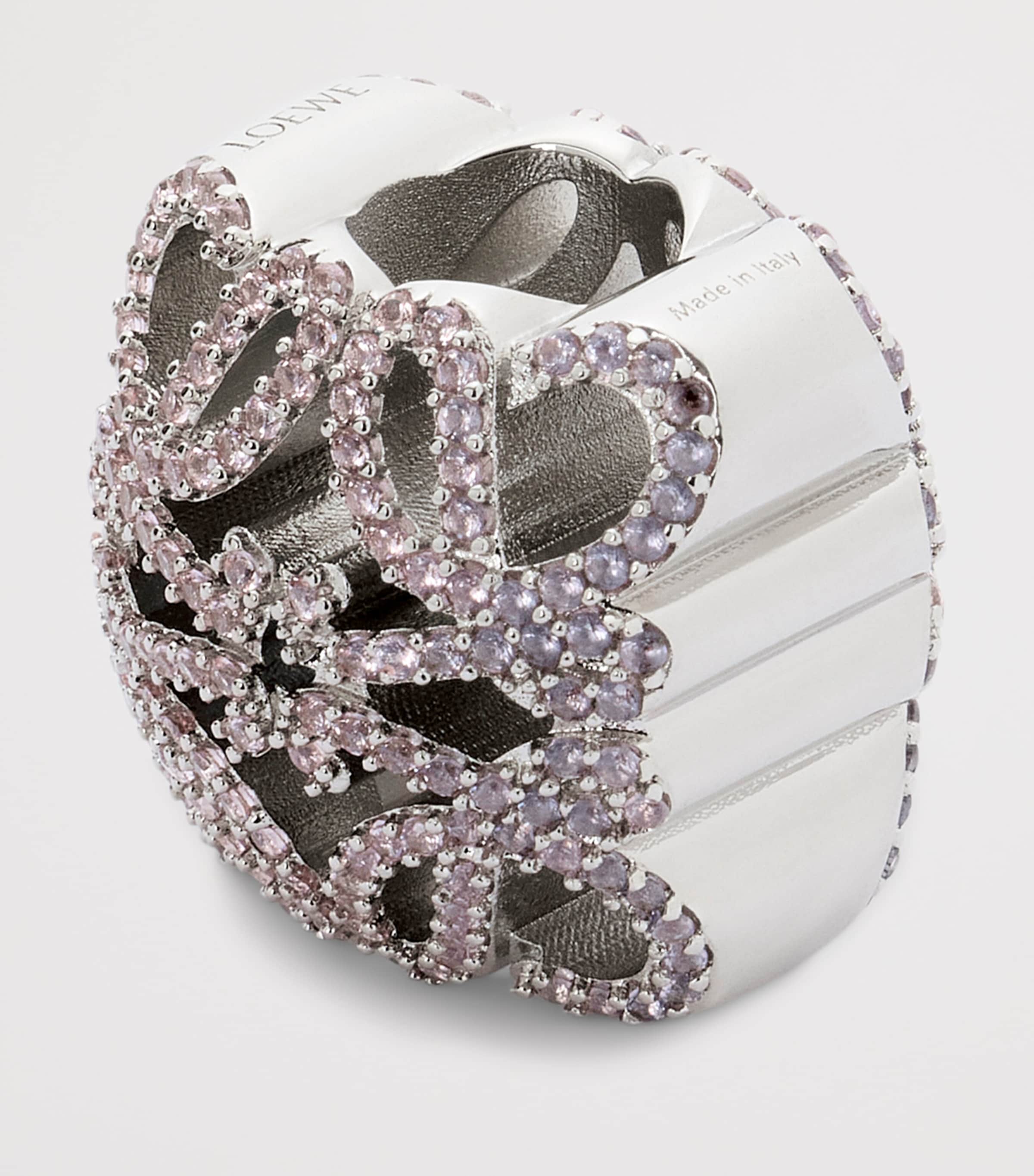 LOEWE Embellished Bombe Anagram Dice Charm Silver/pink Image 2