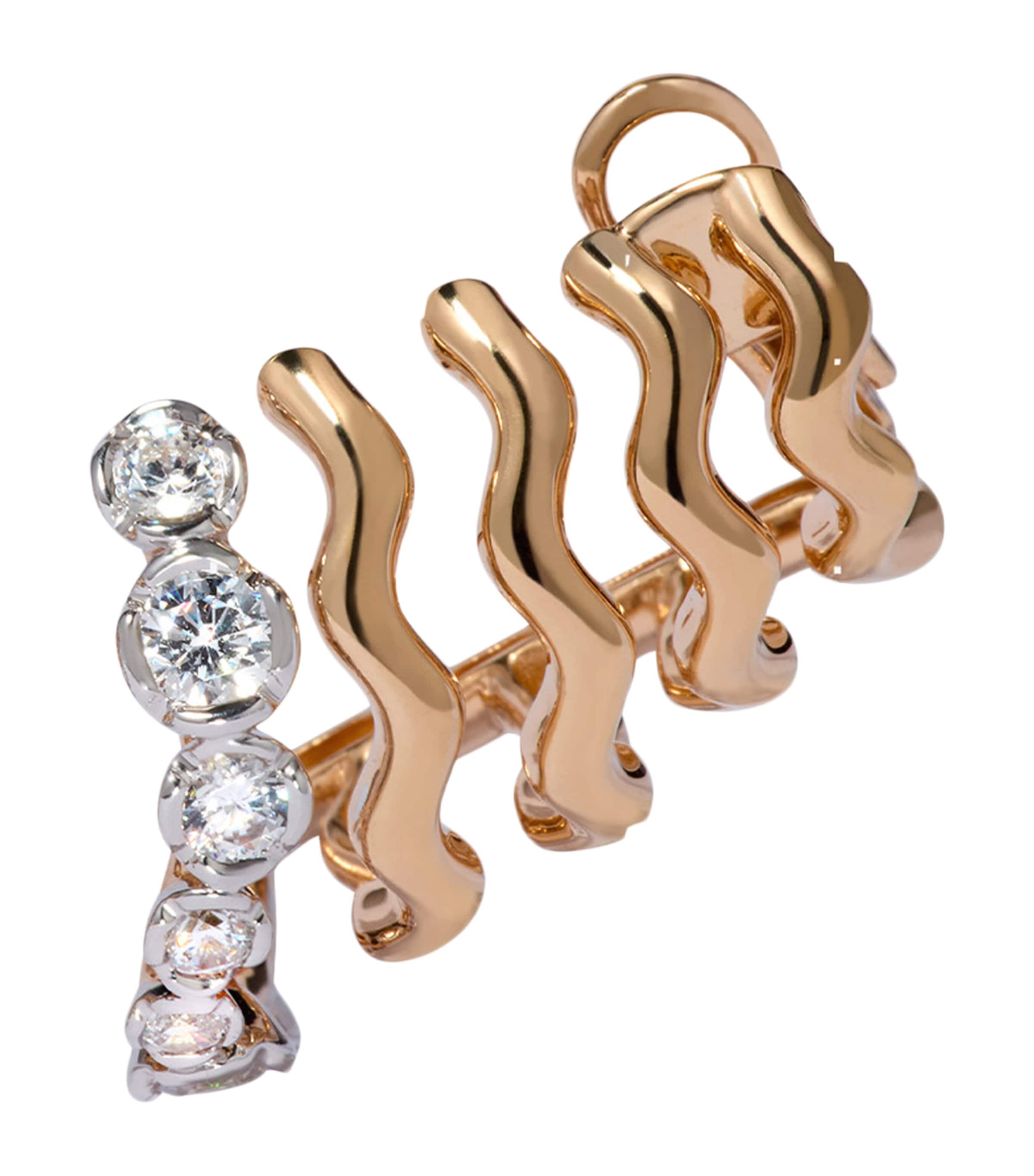 Annoushka White, Yellow Gold And Diamond Whoopsie Daisy Multi Hoop Earring