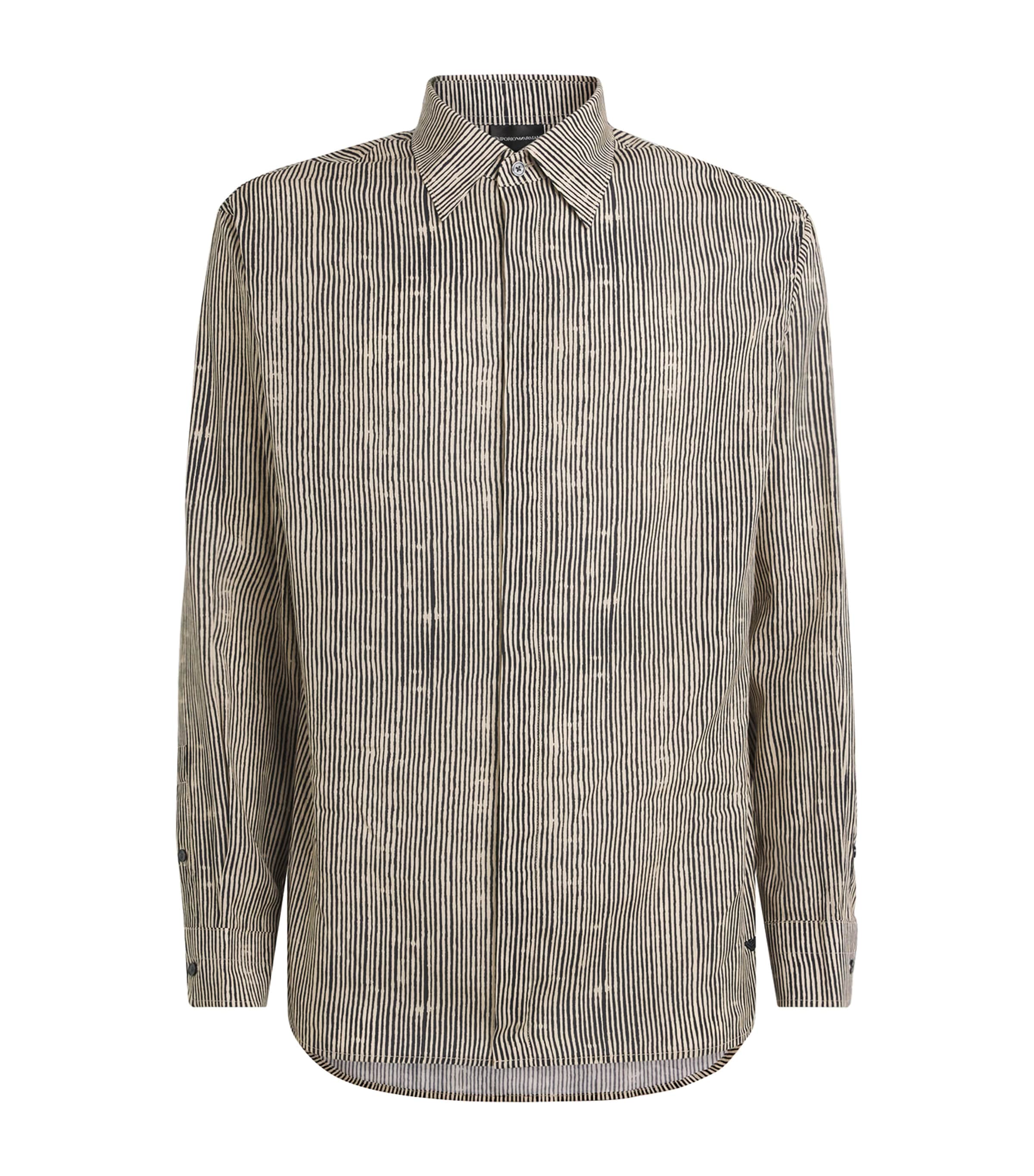 Emporio Armani Mens Stripe Long-Sleeve Shirt Image 1