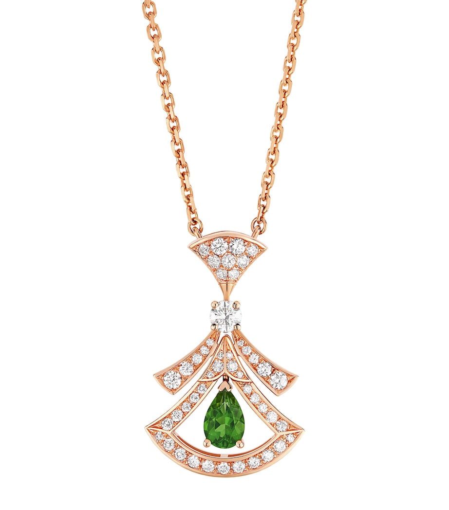 Rose Gold, Diamond and Green Tourmaline Divas' Dream Necklace PINK GOLD Image 1