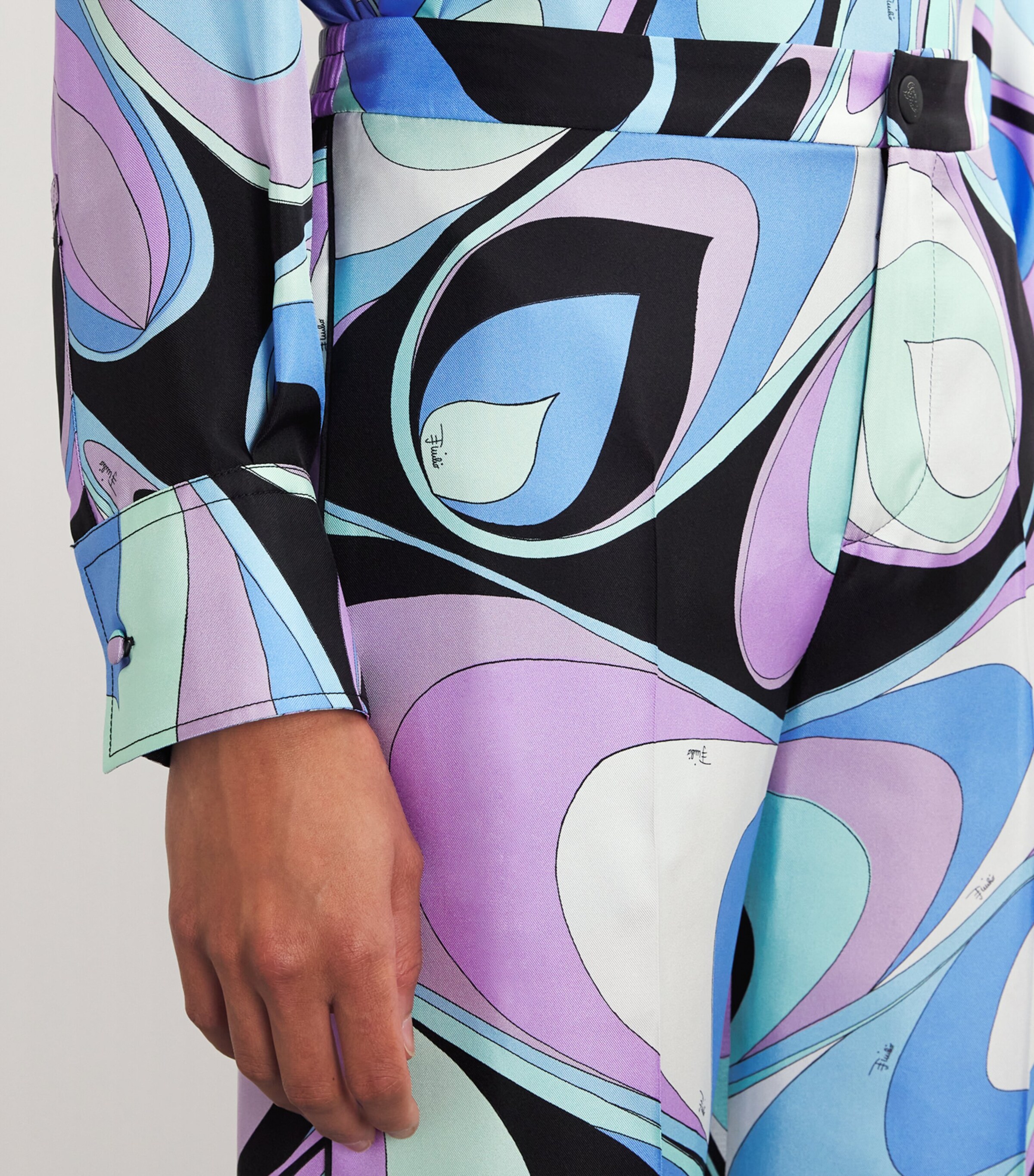 PUCCI Womens Silk Straight Tailored Trousers Celeste Image 6