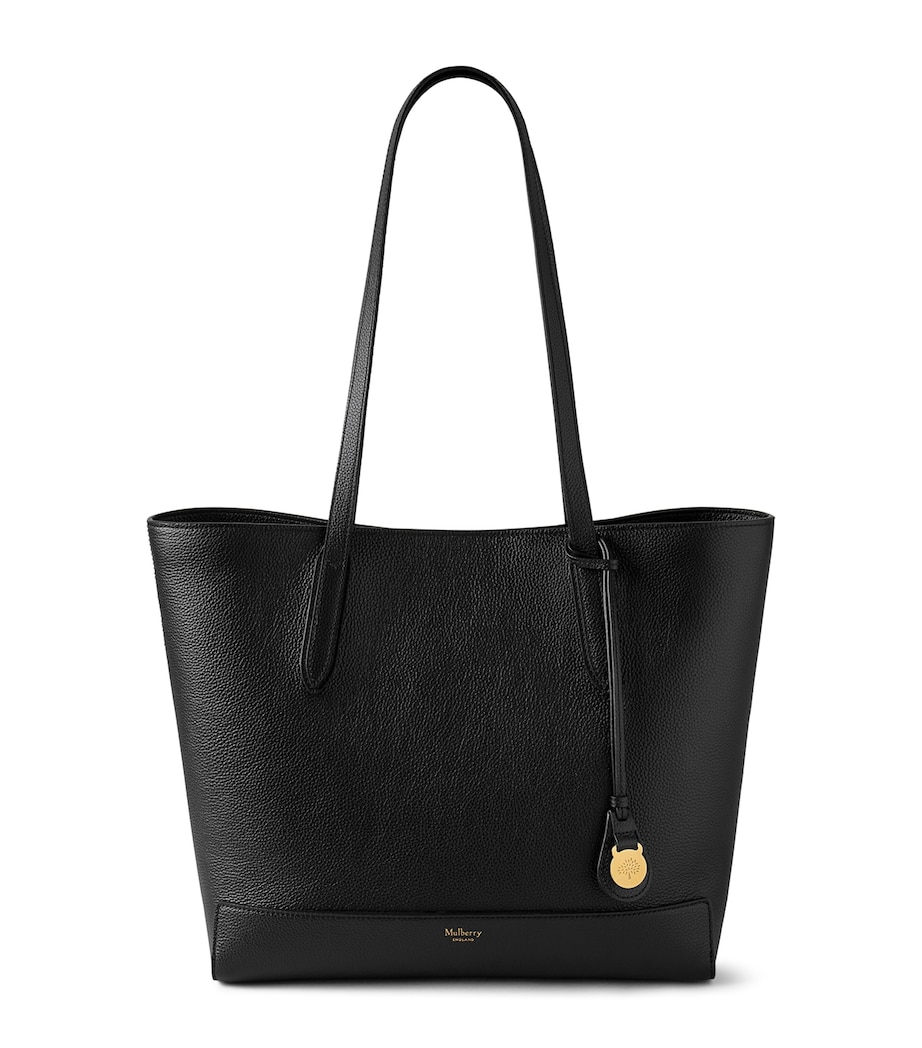 Leather East West Tote Bag BLACK Image 1