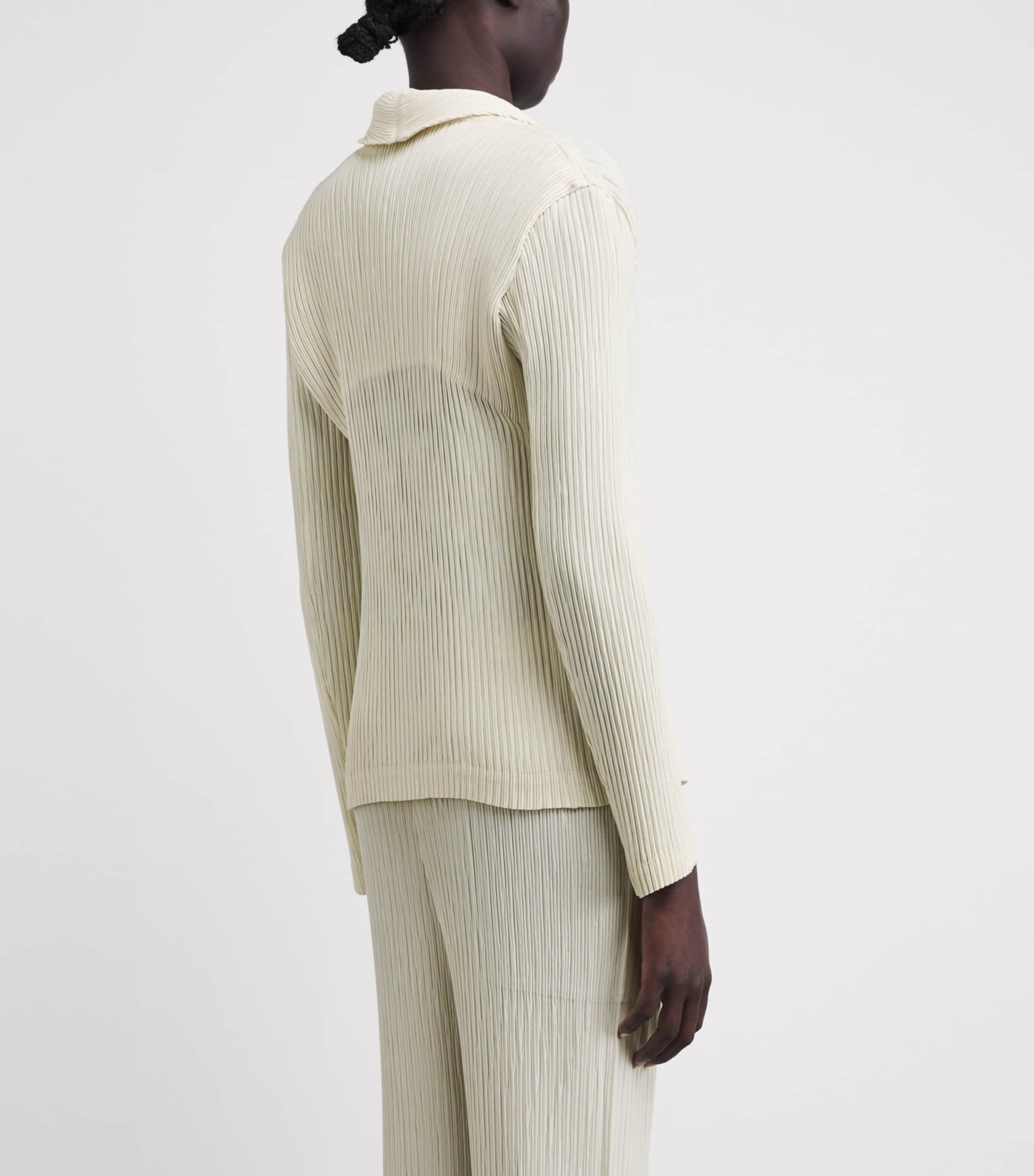 Issey Miyake Womens Hatching Pleats Blazer Off White Image 5