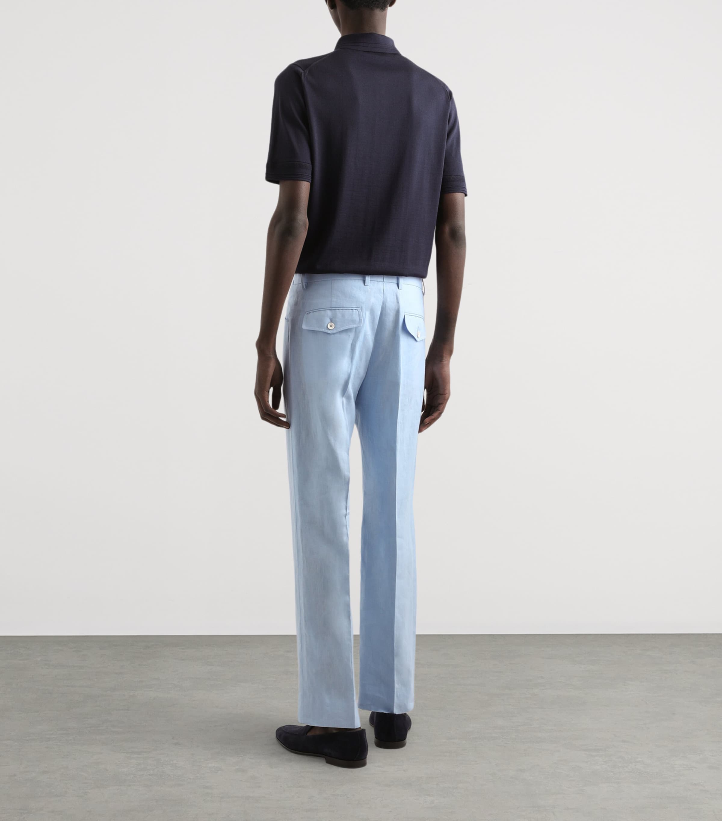 Silk Polo Shirt B1622-VERY DARK BLUE Image 3