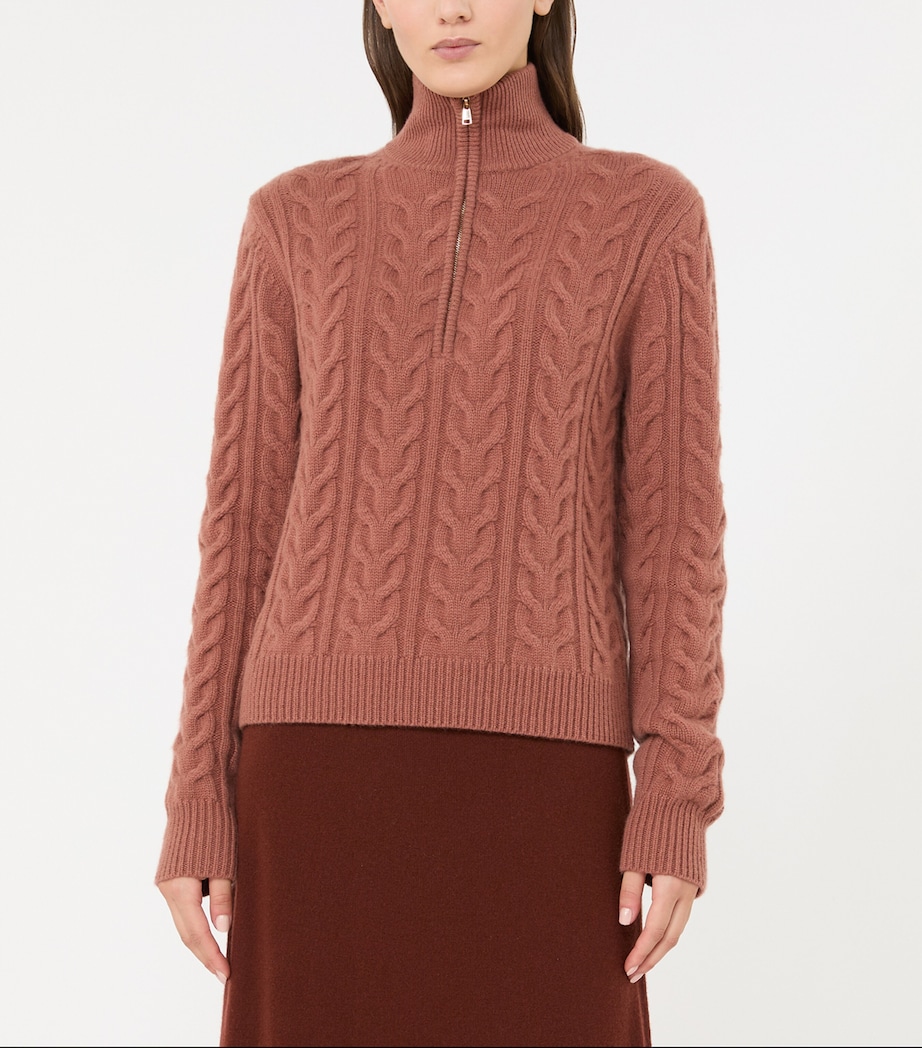 Max Mara Womens Cashmere Quarter-Zip Sweater Antique Rose Image 3