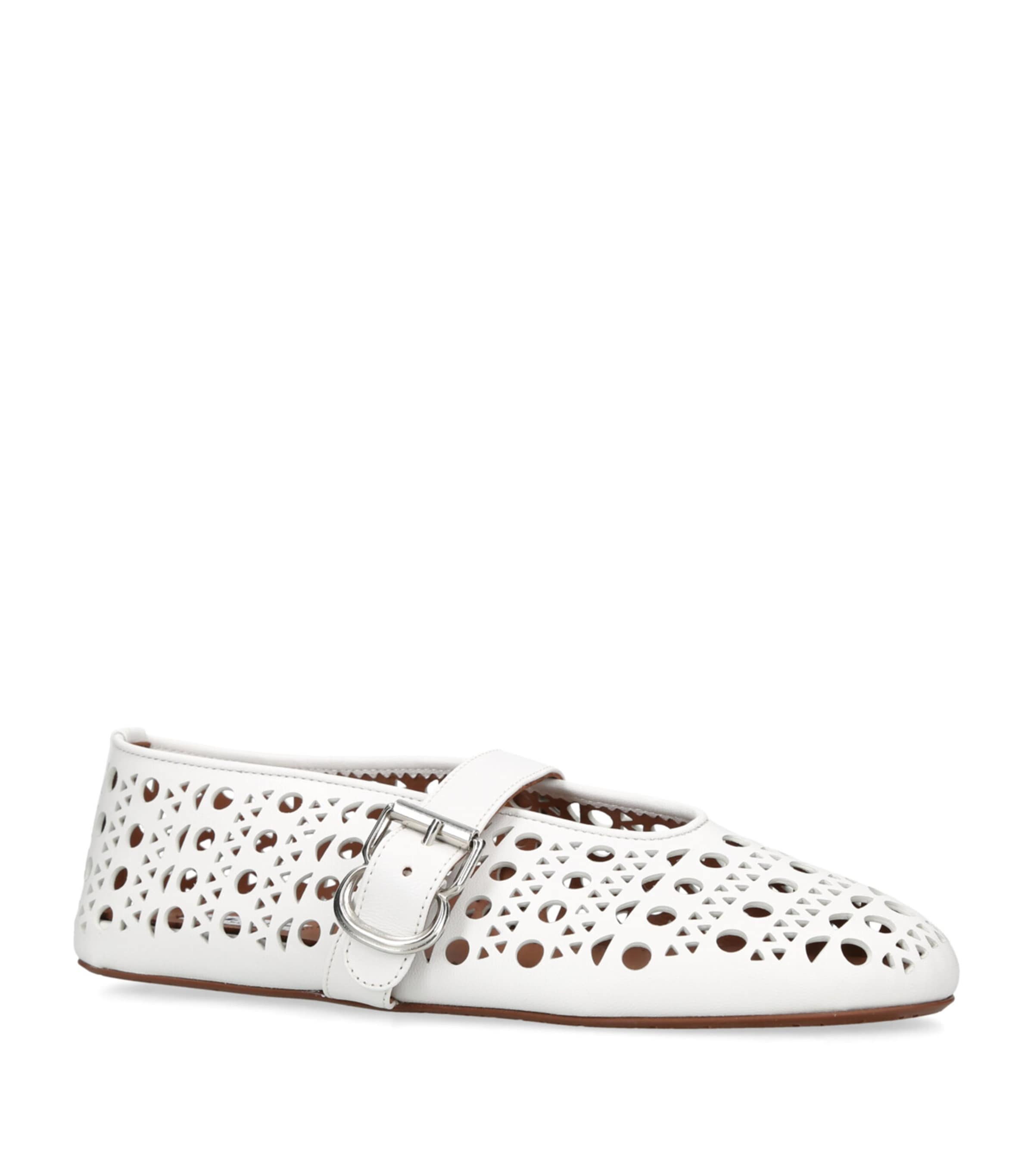 新品ALAÏA ホワイト タンクトップ　値下げ中‼️ Alaïa White Leather Vienne Ballet Flats | Harrods US