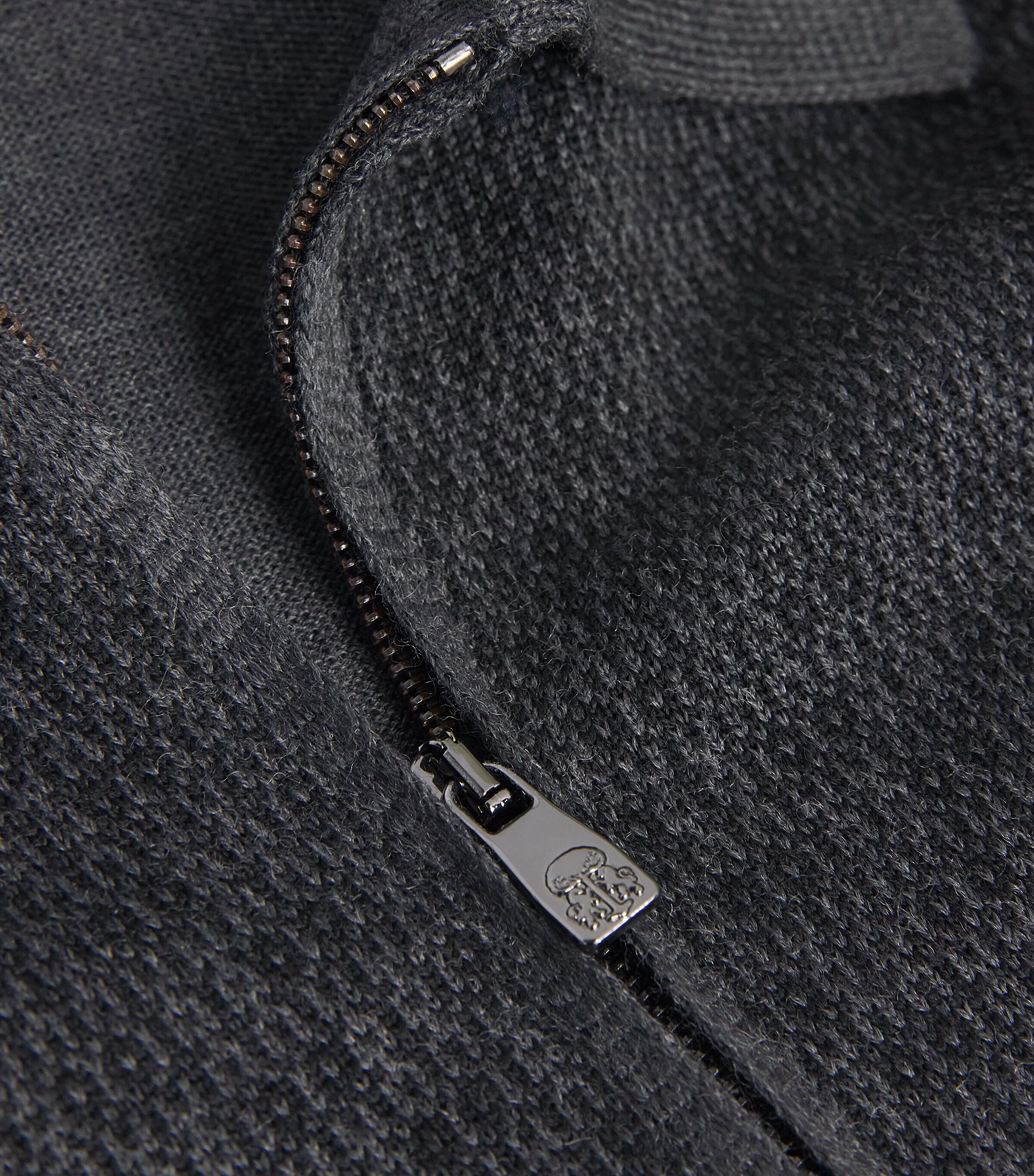 Wool Knit Zip Polo Sweater 13 GREY Image 5