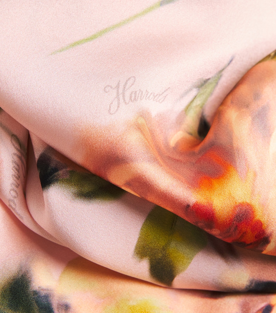 Harrods Womens Silk Midnight Rose Nightdress Pink Image 6