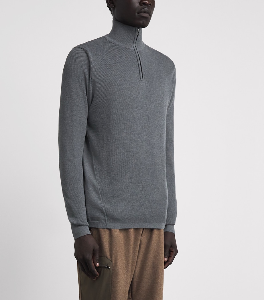 Sease Mens Wool Waffle-Knit Sweater Graphite Grey Image 4