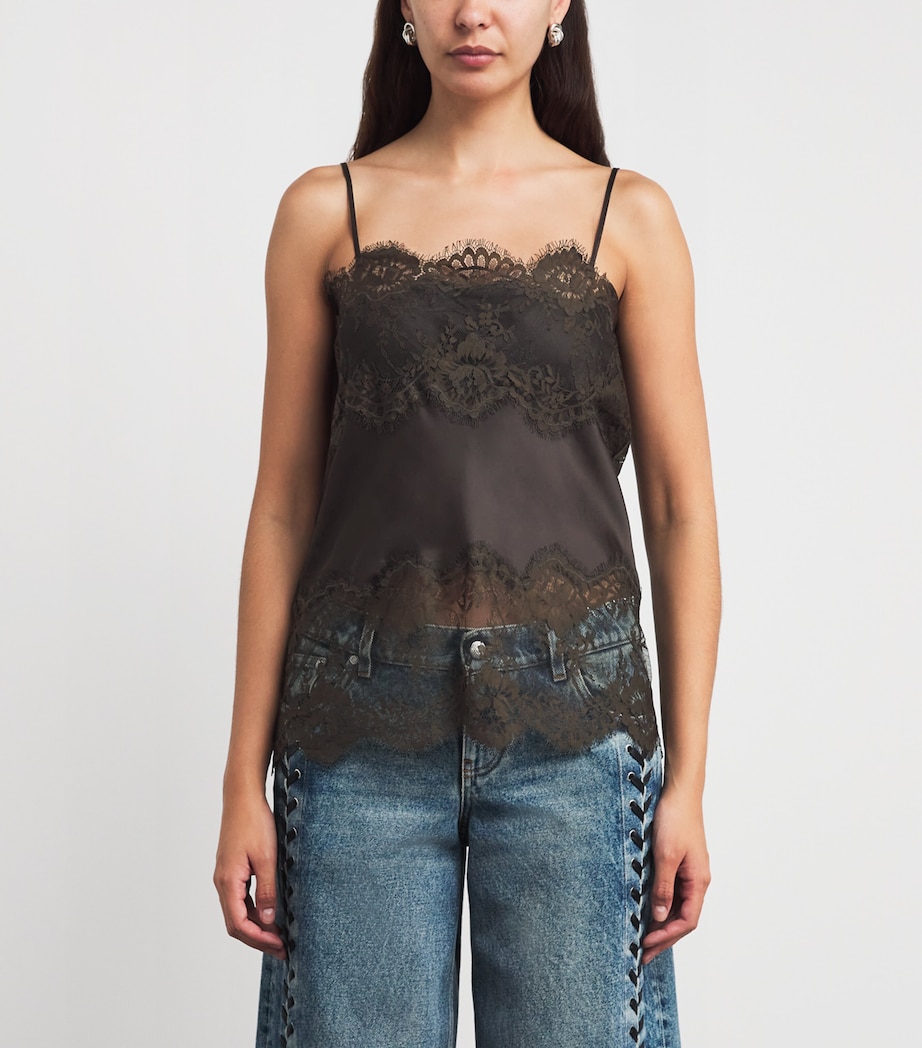 Herskind Womens Lace-Detail Linnea Cami Top Java Brown Image 4