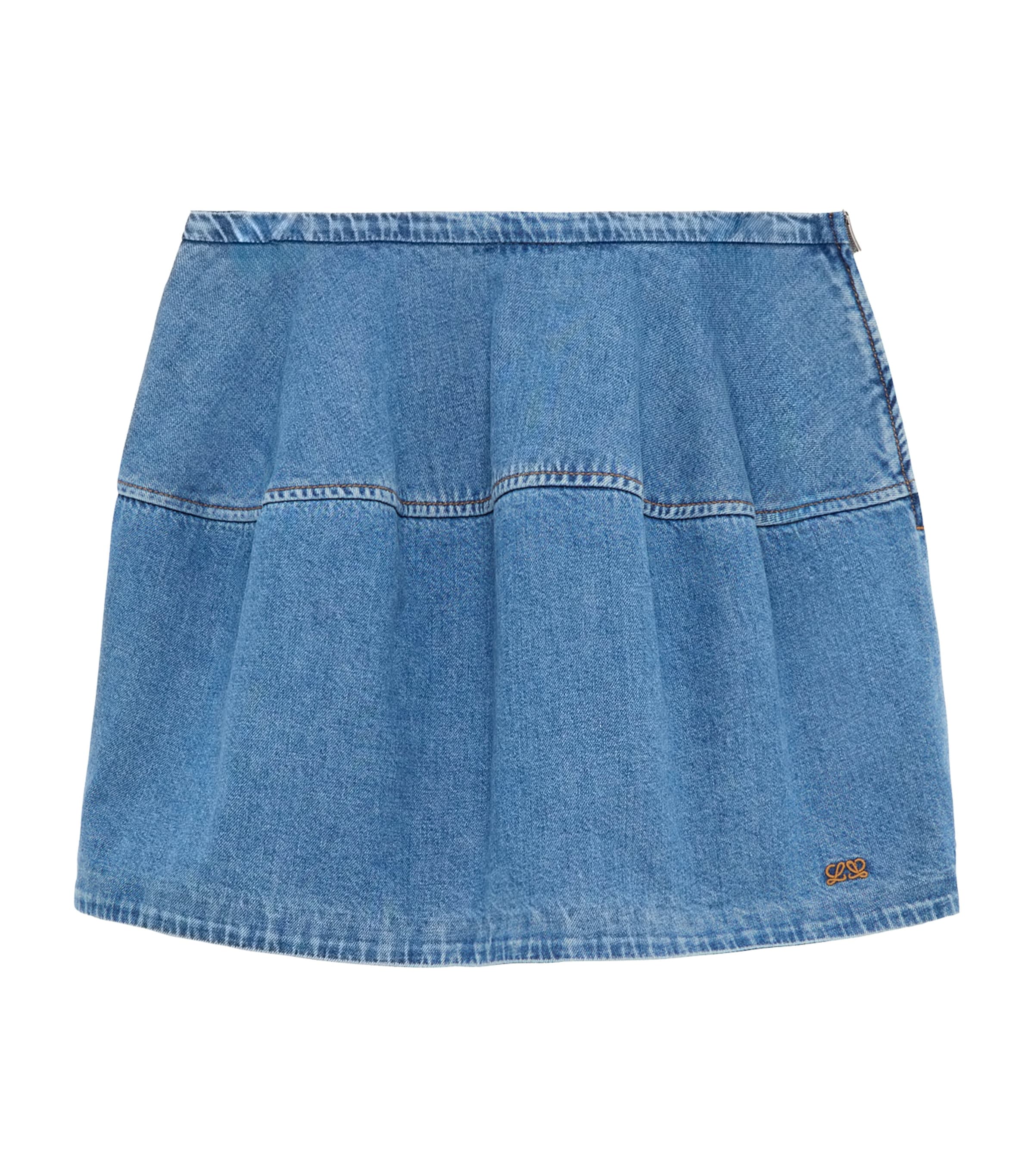 LOEWE Womens Balloon Denim Mini Skirt Light Blue Image 1