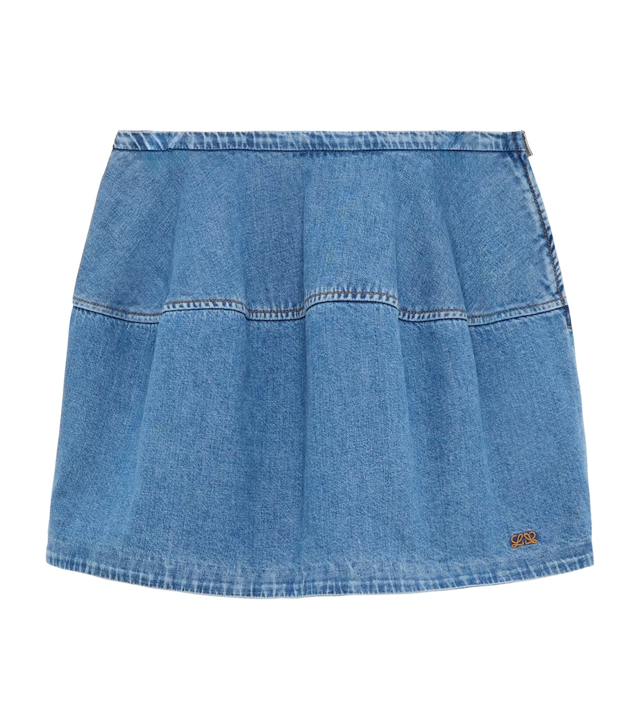LOEWE Womens Balloon Denim Mini Skirt Light Blue Image 1