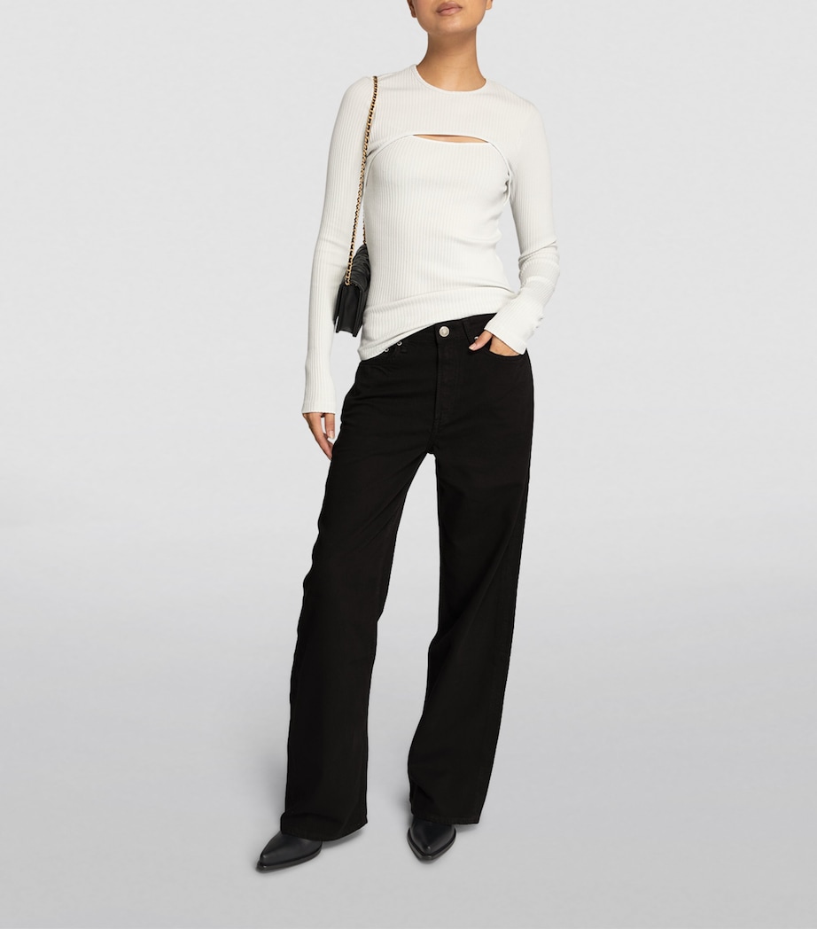 Featherweight Logan Mid-Rise Wide-Leg Jeans BLACK Image 2