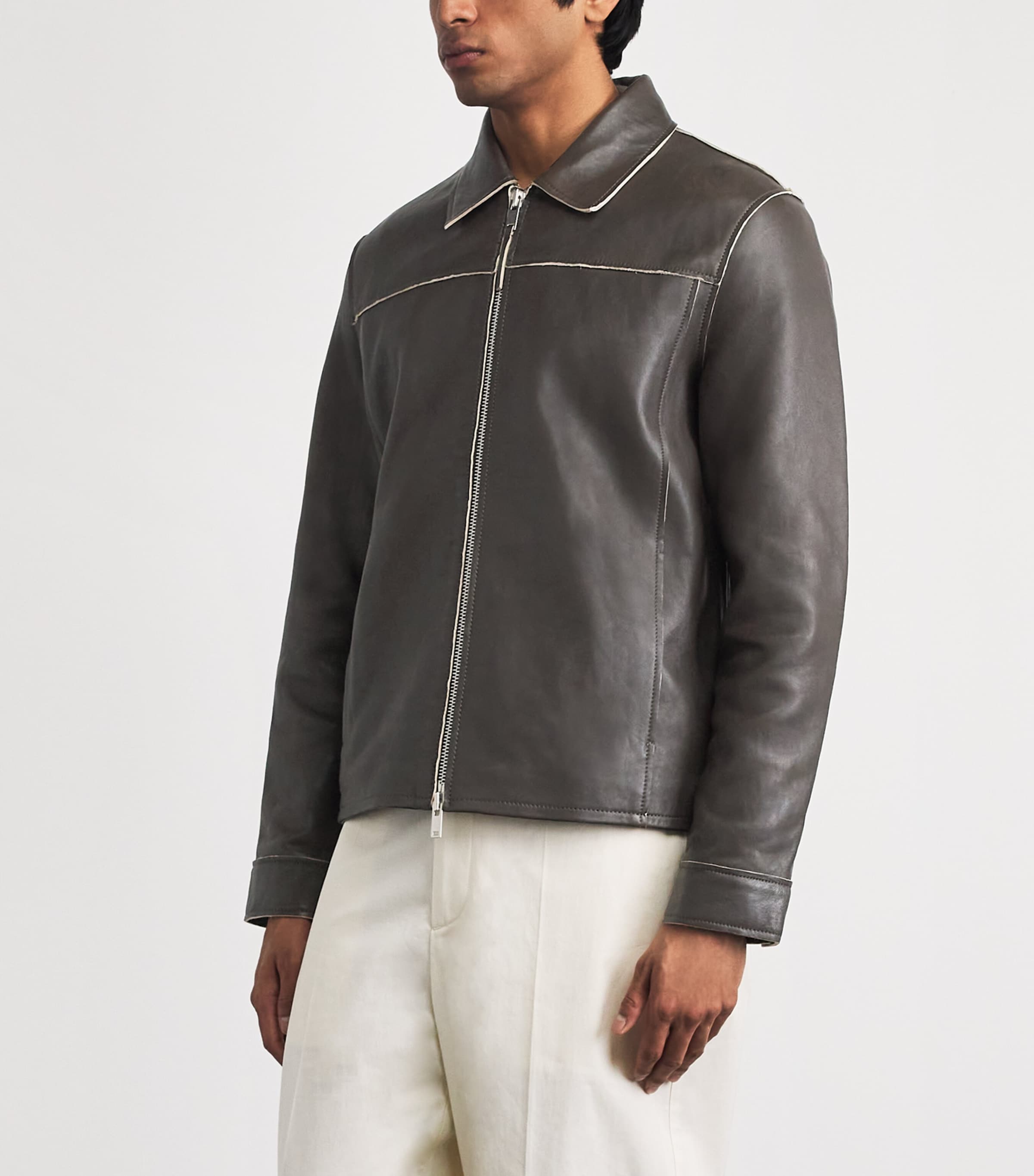 Leather Samilton Jacket BLACK OLIVE Image 4