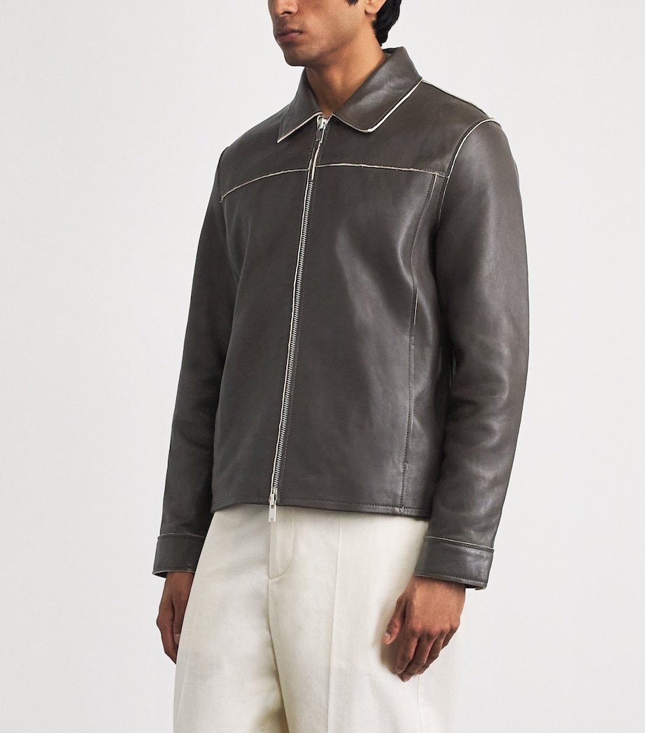 Leather Samilton Jacket BLACK OLIVE Image 4