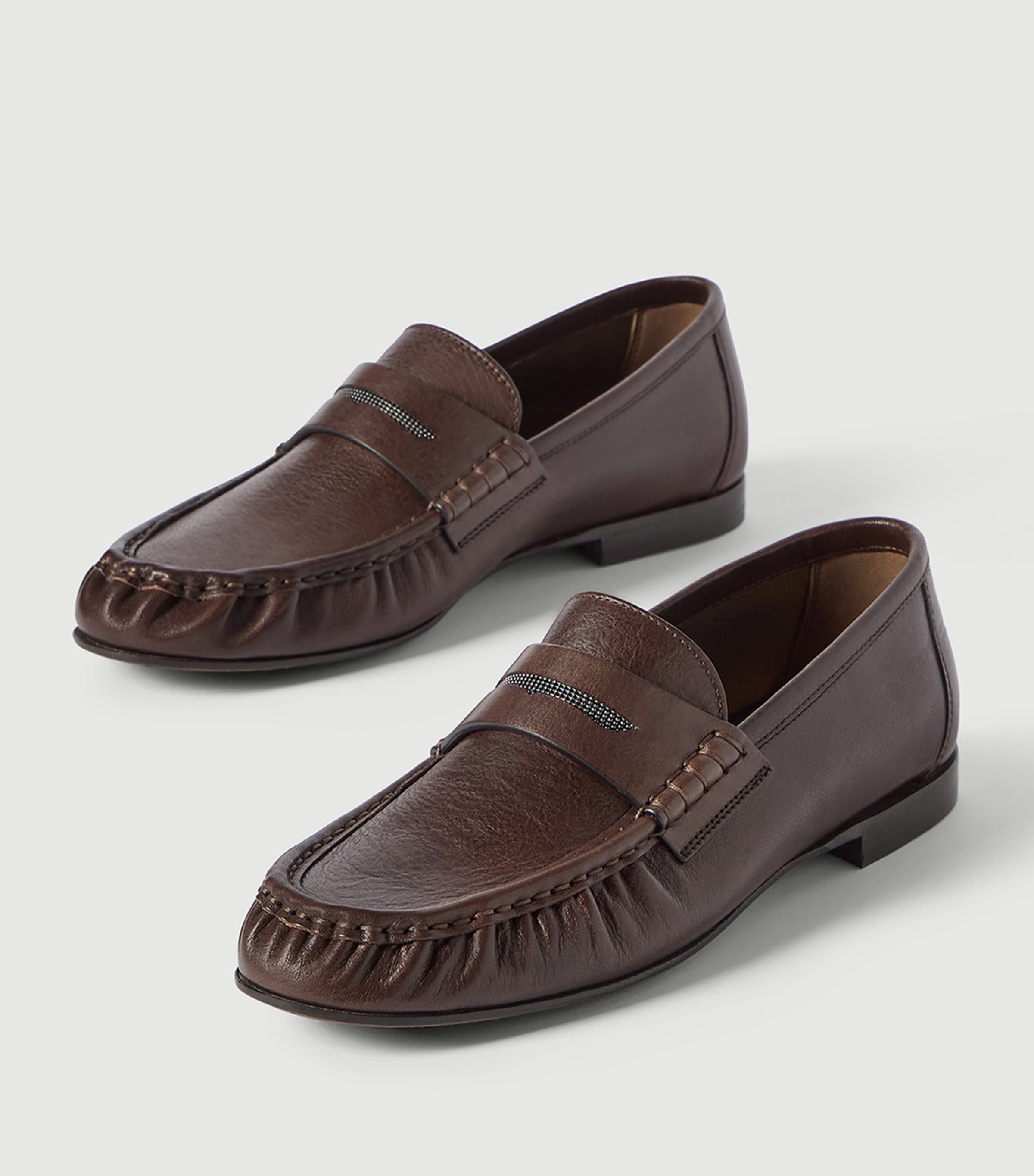 Brunello Cucinelli Leather Embellished Loafers Image 6
