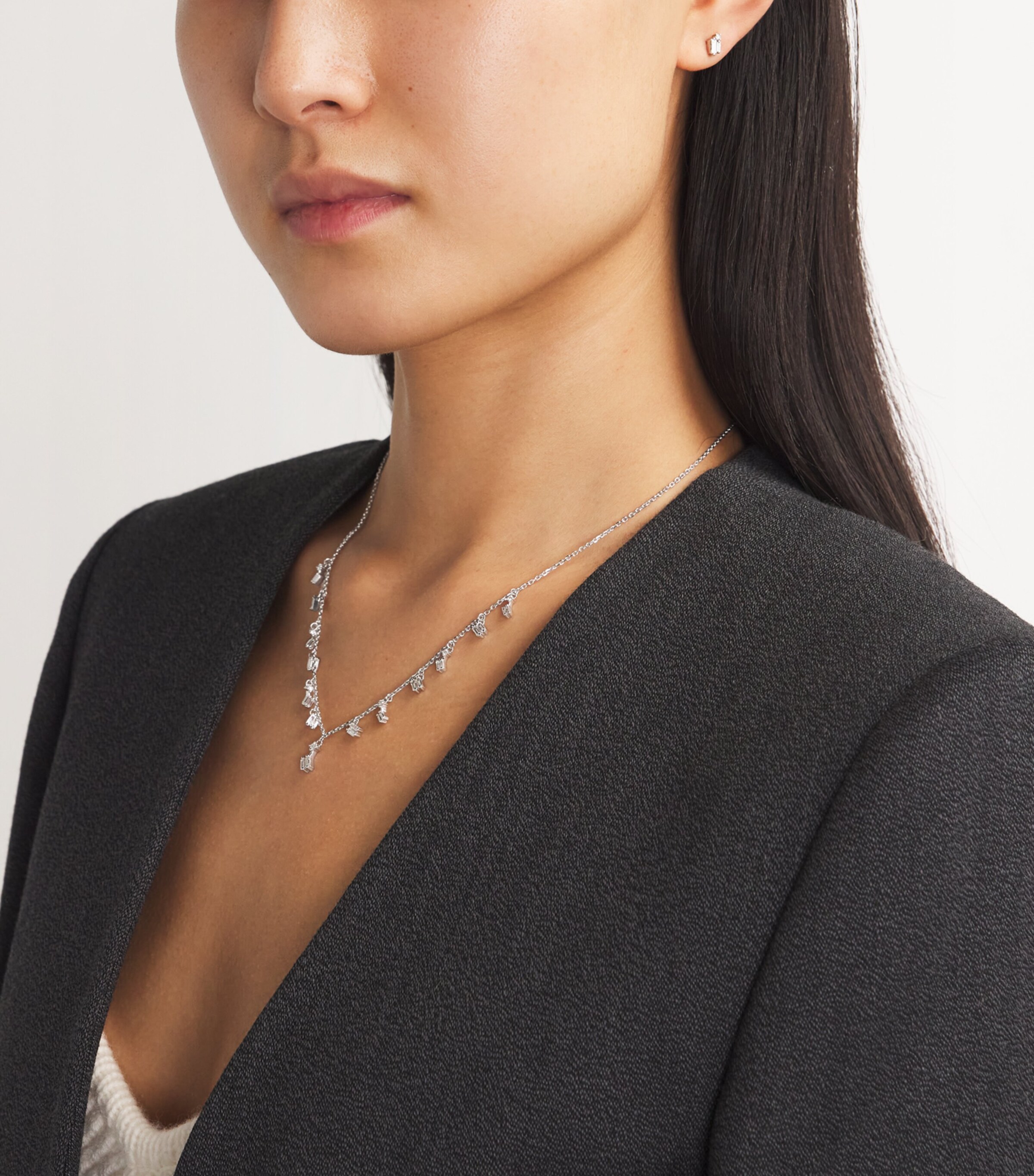 White Gold and Diamond Classic Fireworks Cascade Necklace 18K WG/WD Image 4