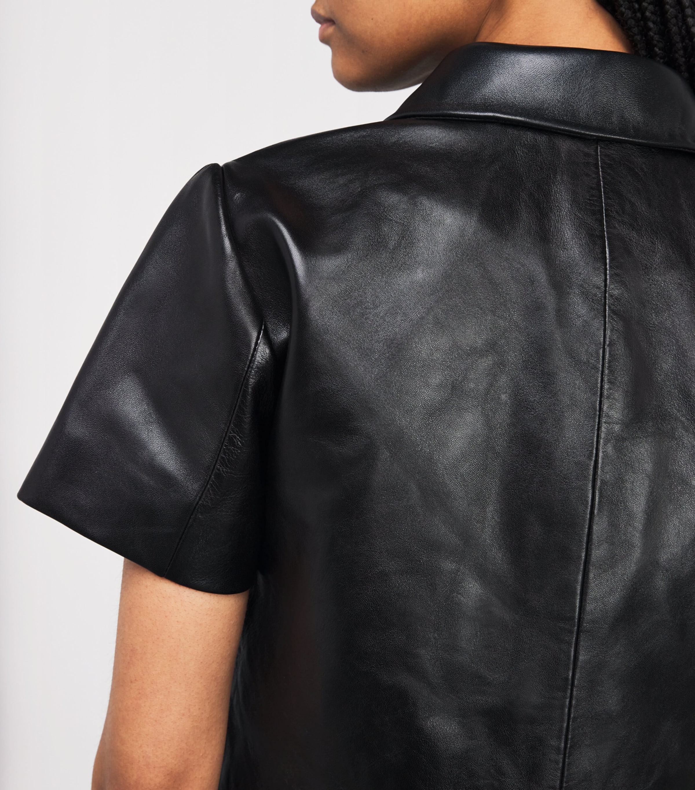 Cropped Leather Jacket BLACK Image 6