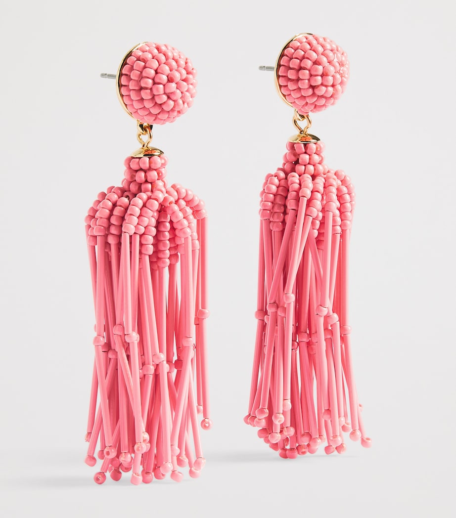 Carolina Herrera Beaded Tassel Drop Earrings Sunset Image 3
