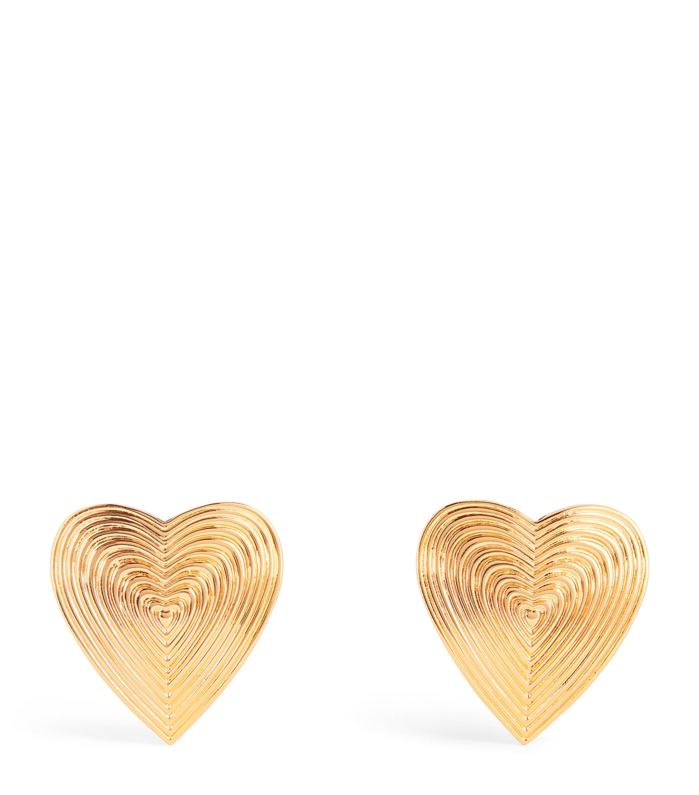 SELF-PORTRAIT RIDGED HEART STUD EARRINGS