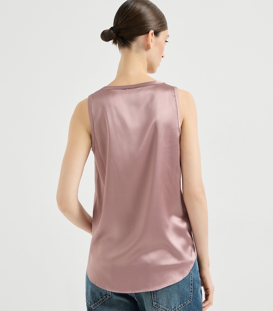 Brunello Cucinelli Womens Stretch-Silk Sleeveless Top Image 5