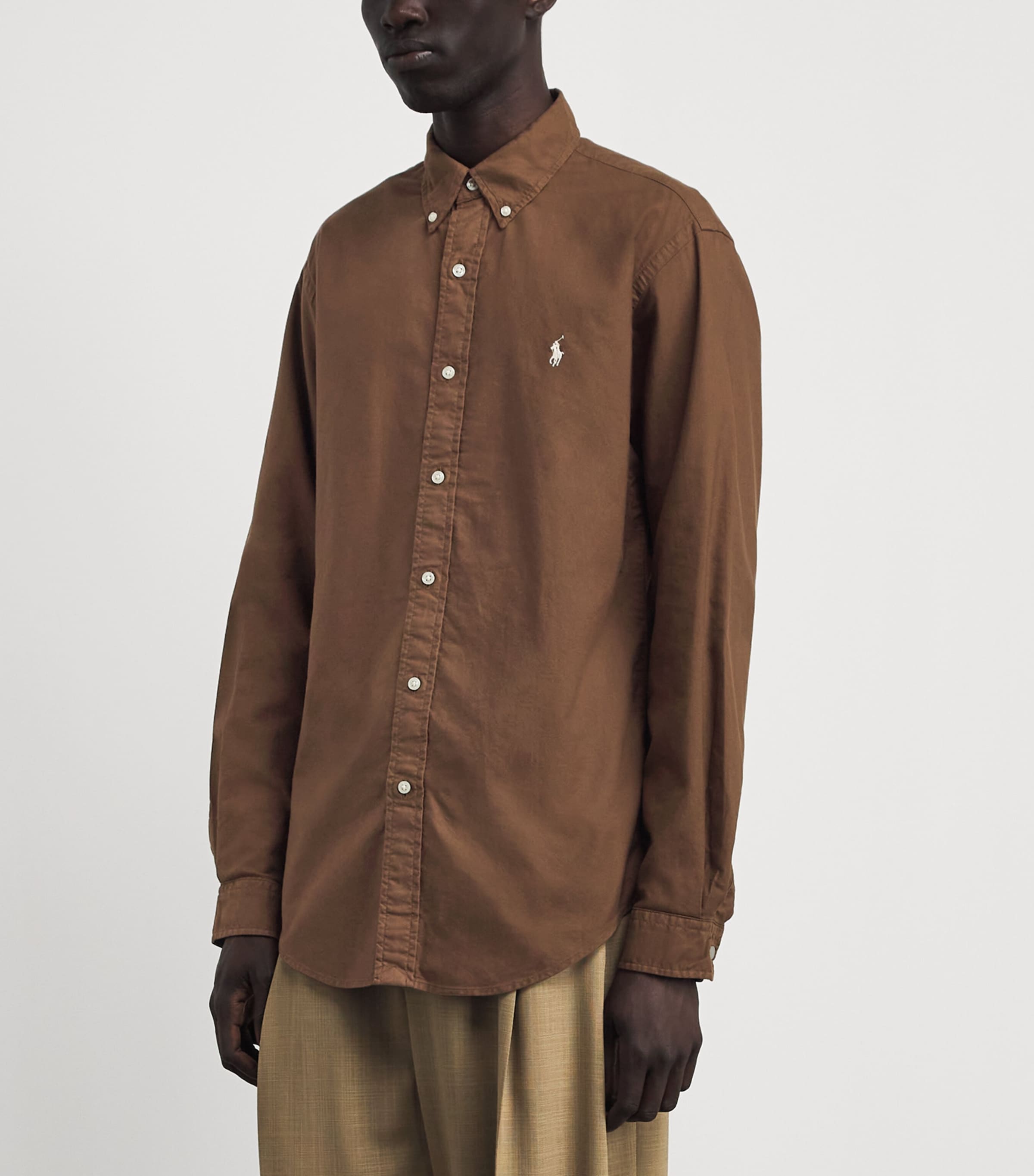 Polo Ralph Lauren Mens Cotton Garment-Dyed Oxford Shirt Chestnut Image 4