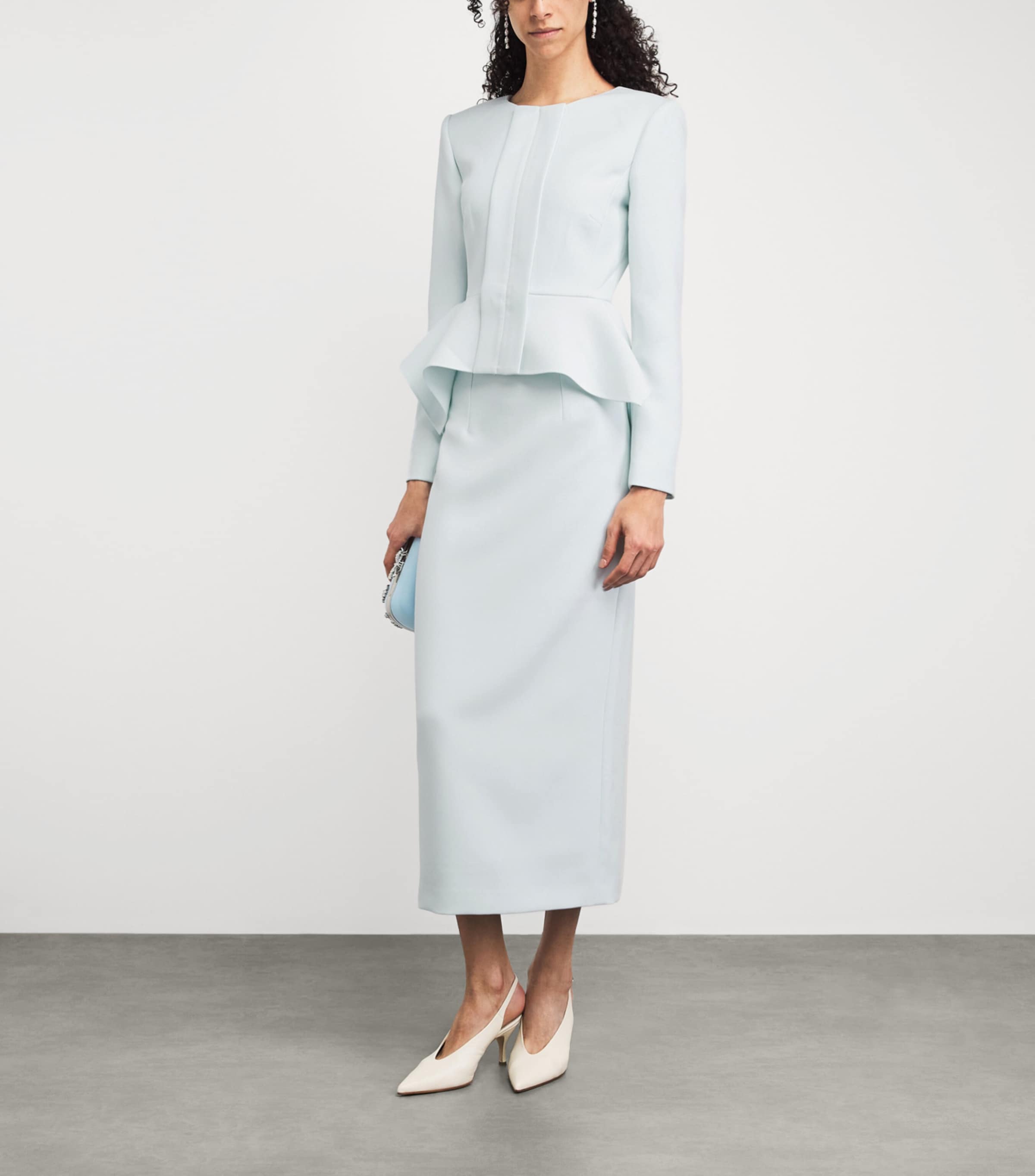Roland Mouret Womens Crepe Midi Skirt Aqua Blue Image 2