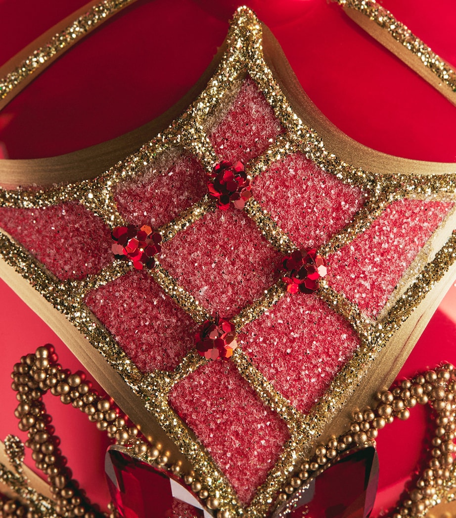 Harrods Glass Flower Bauble Coral Image 2