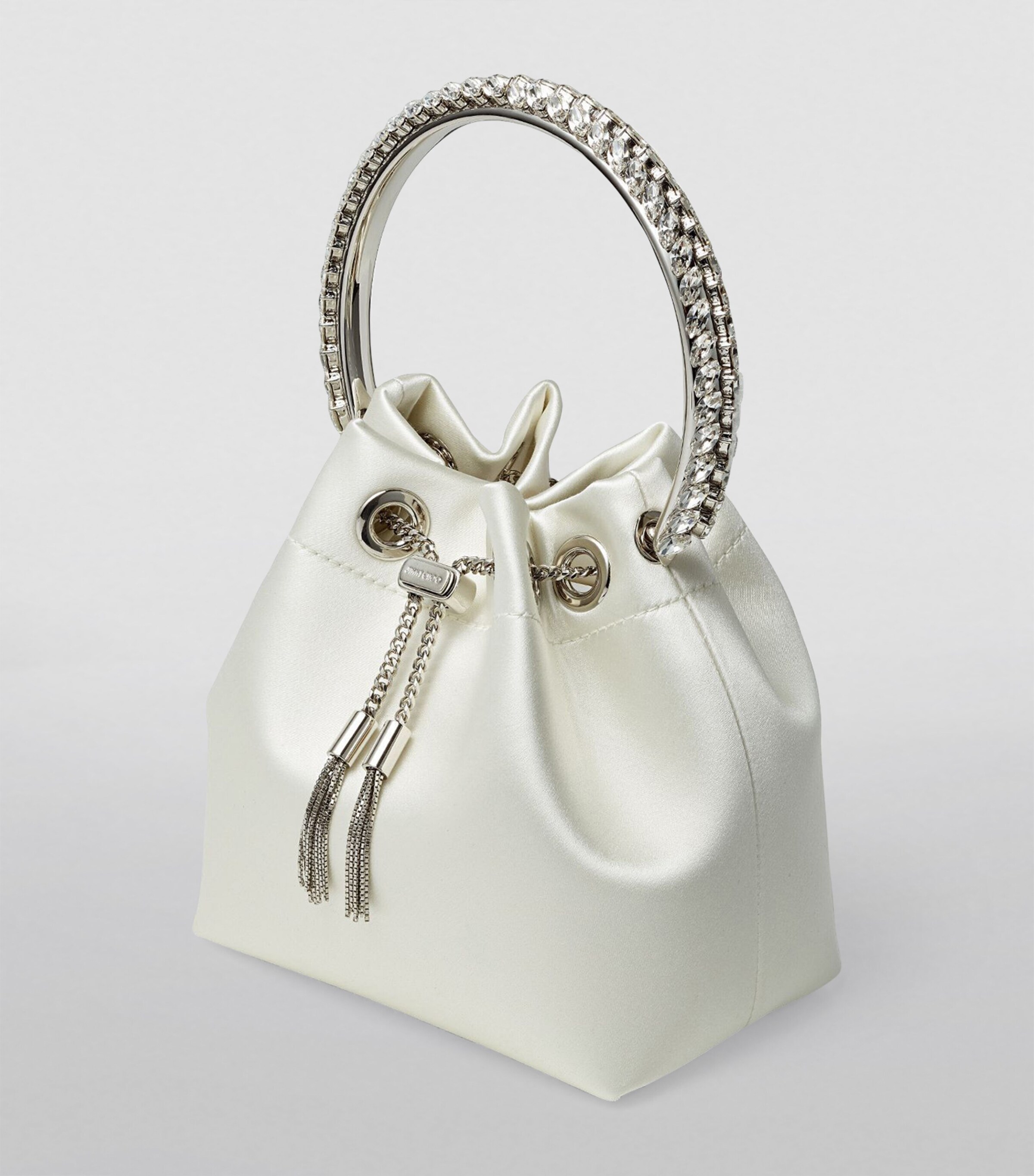 Satin Bon Bon Top-Handle Bag IVORY/CRYSTAL Image 2
