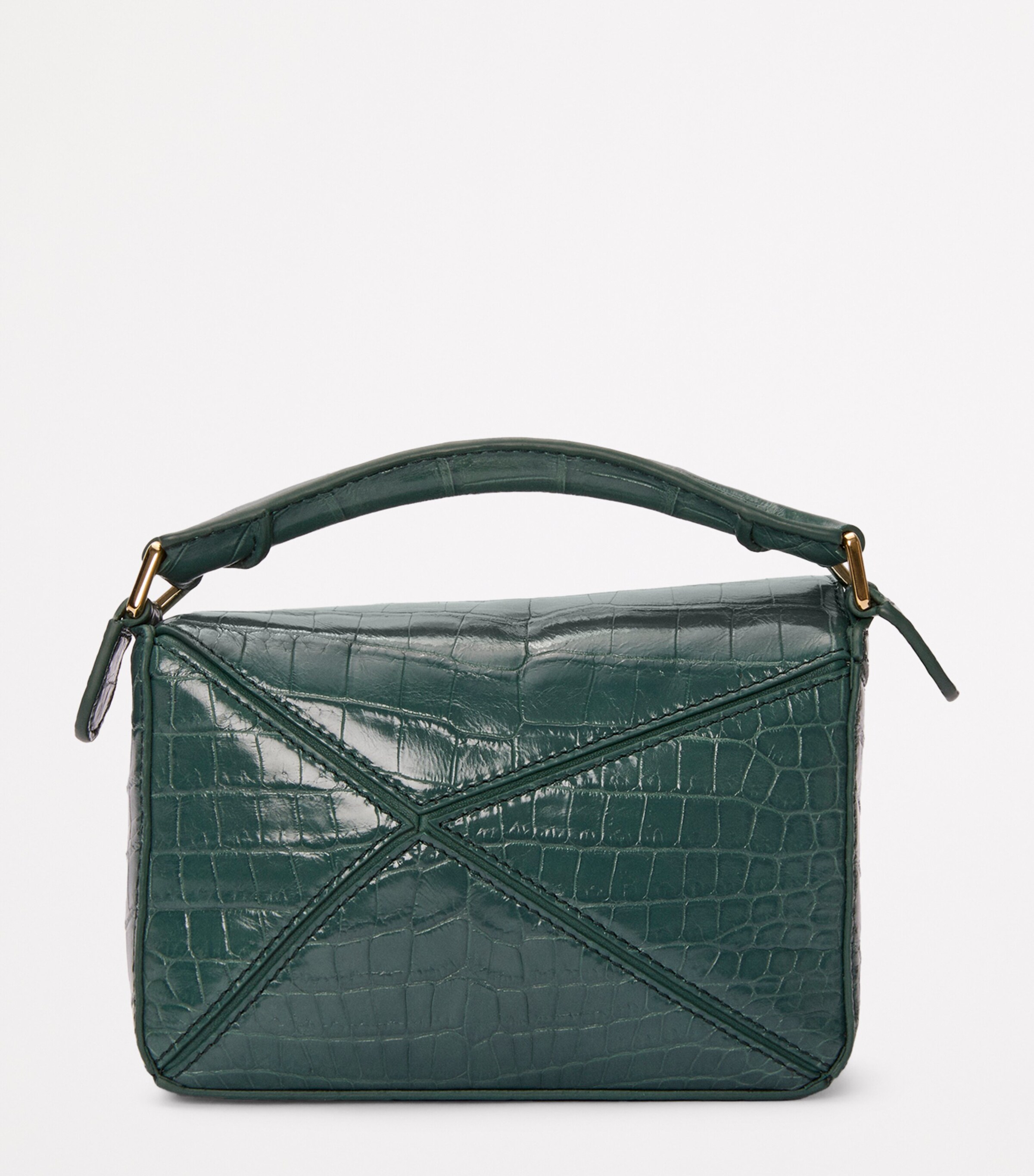 EXCLUSIVE Mini Crocodile Skin Puzzle Top-Handle Bag VETIVER Image 4