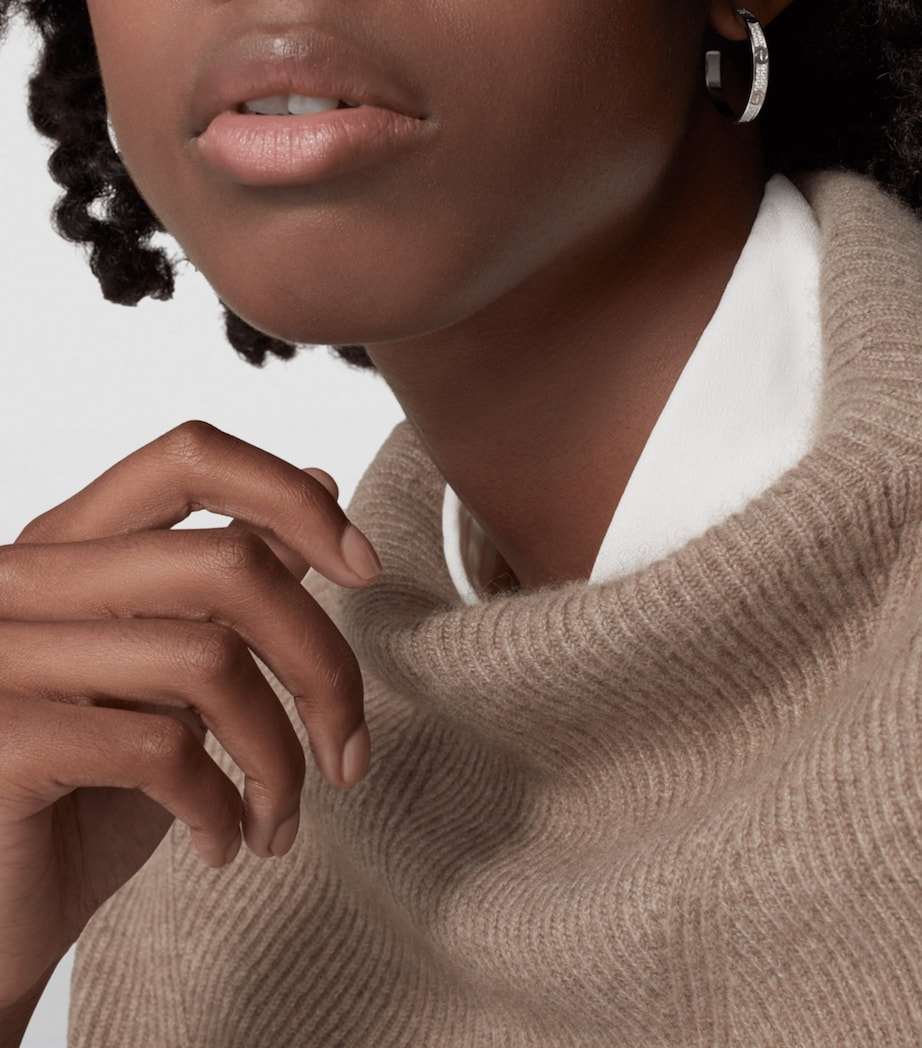 White Gold and Diamond Love Hoop Earrings WHITE GOLD Image 4