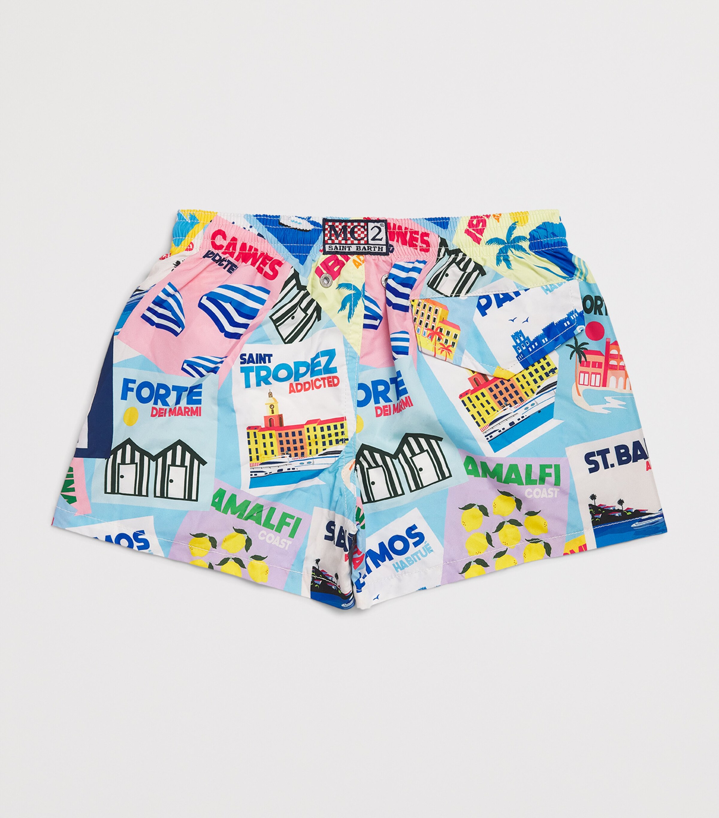 Mc2 Saint Barth Kids Printed Jean Lighting Swim Trunks (2-14 Years) Wish You Image 2