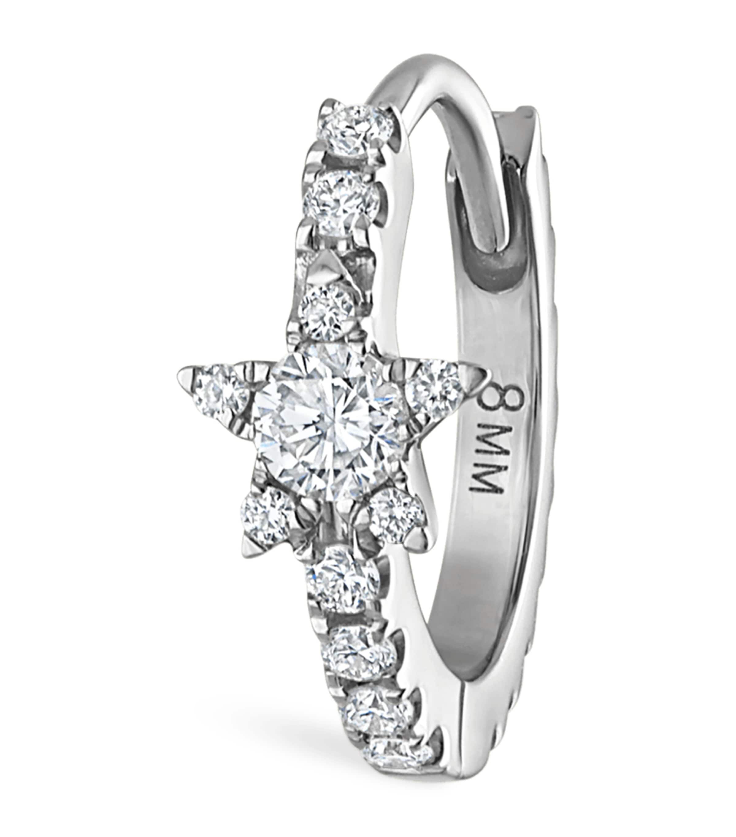 Maria Tash White Gold Diamond Star Eternity Hoop Earring (8mm) White Gold Image 2
