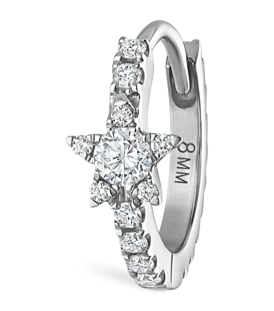 White Gold Diamond Star Eternity Hoop Earring (8mm) WHITE GOLD Image 2