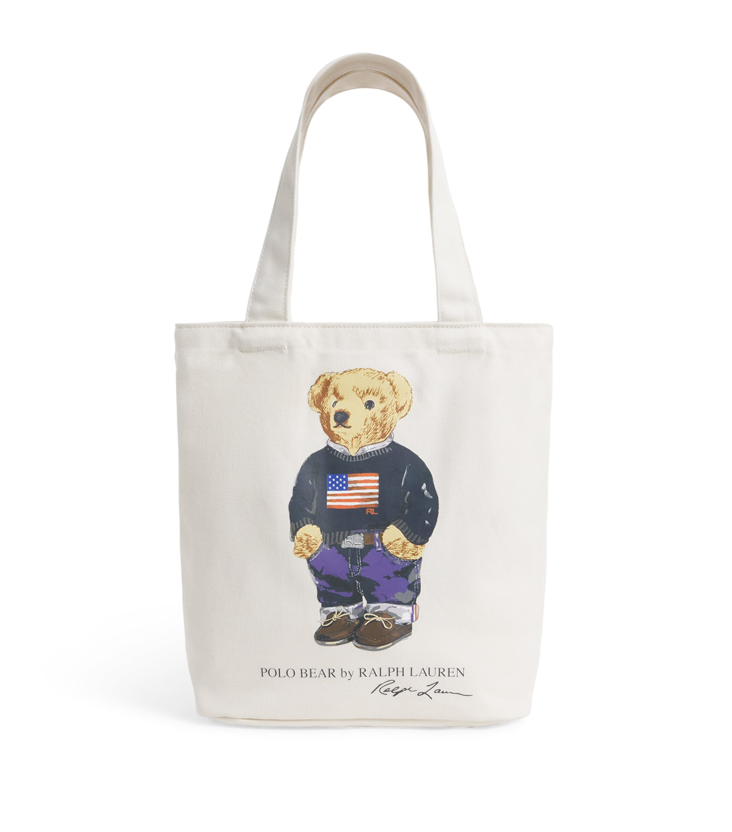 Ralph Lauren Canvas Polo Bear Tote Bag In Neutral