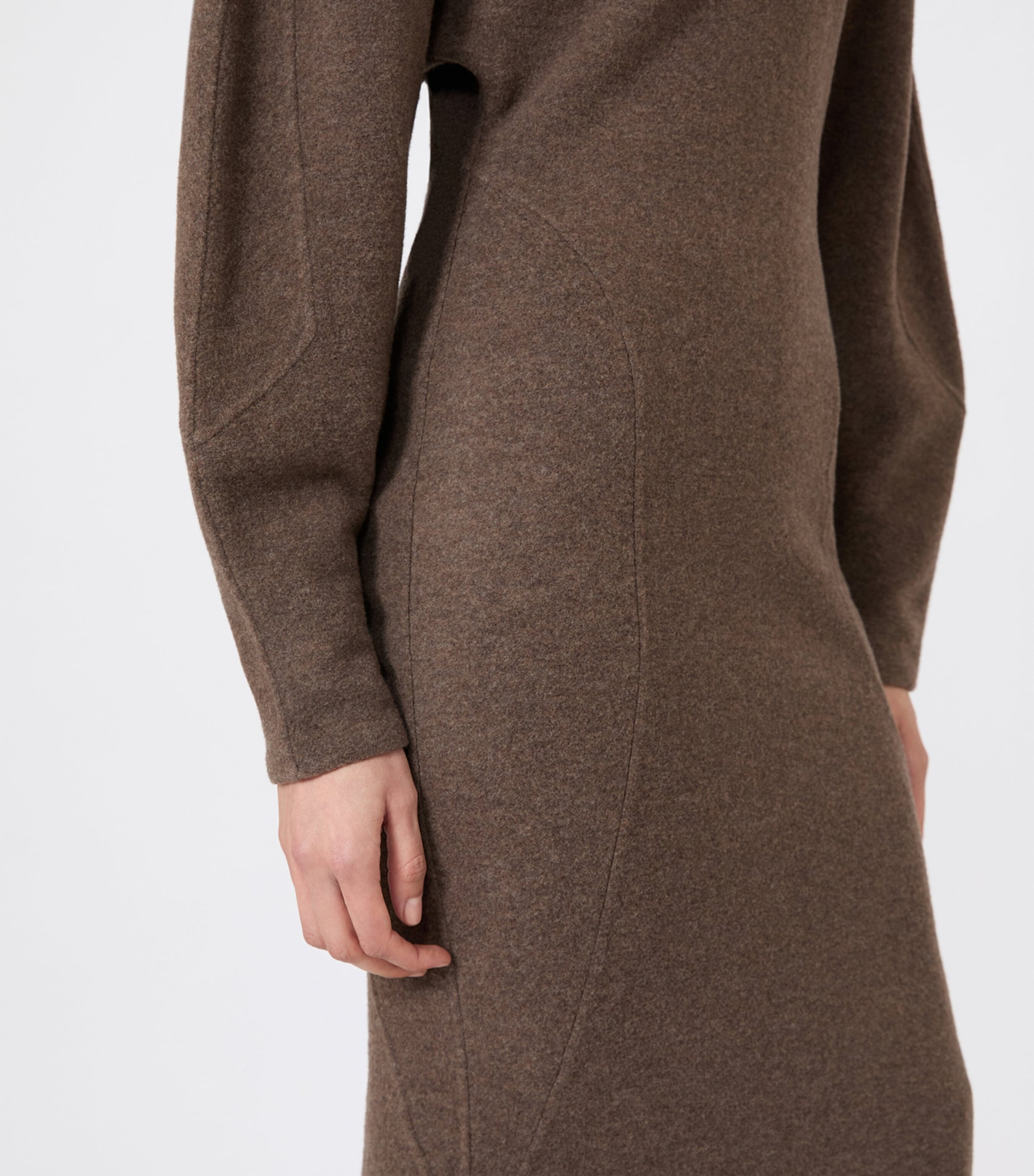 Max Mara Womens Wool-Blend High-Neck Maxi Dress Mud Image 5