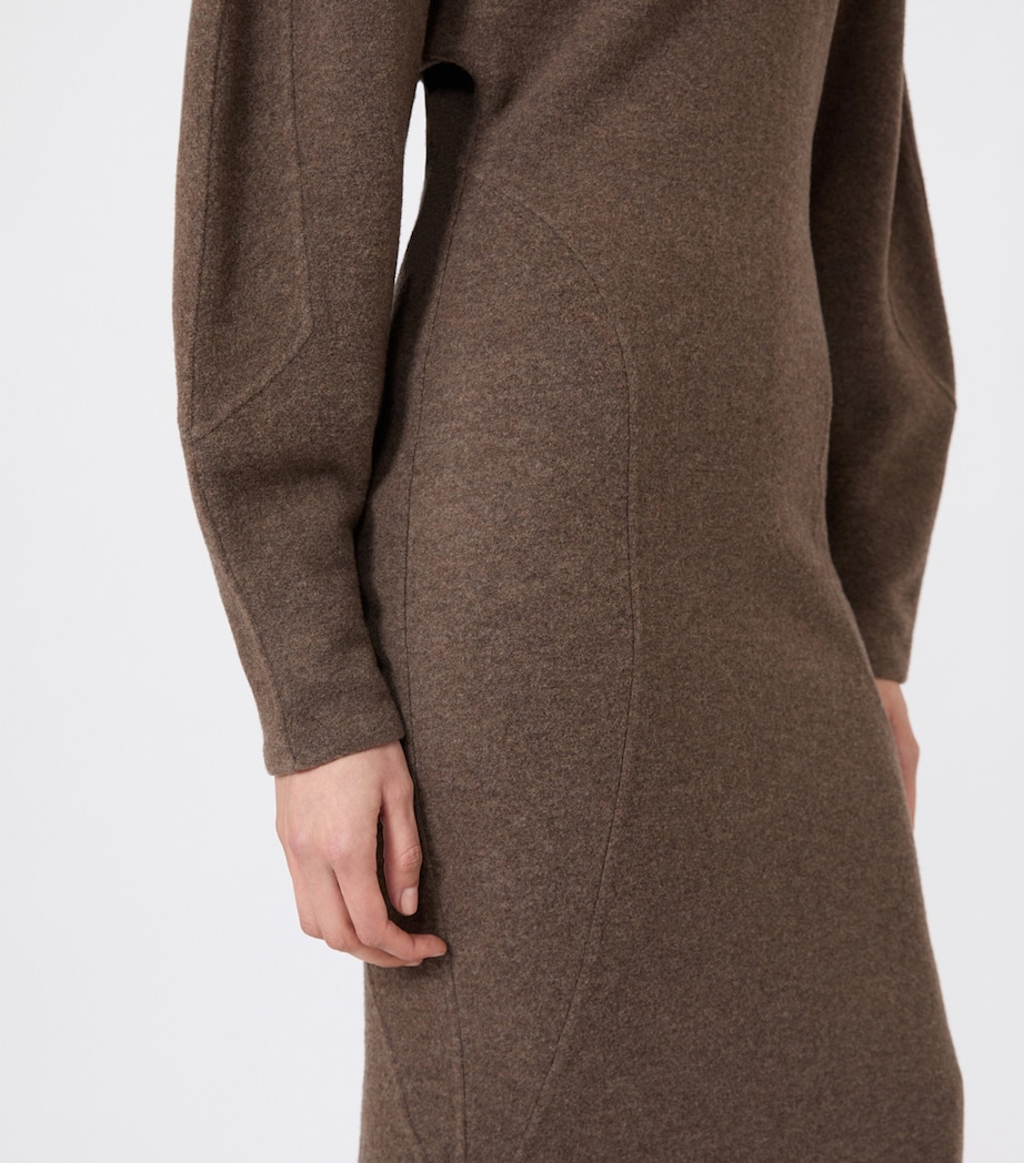 Max Mara Womens Wool-Blend High-Neck Maxi Dress Mud Image 5
